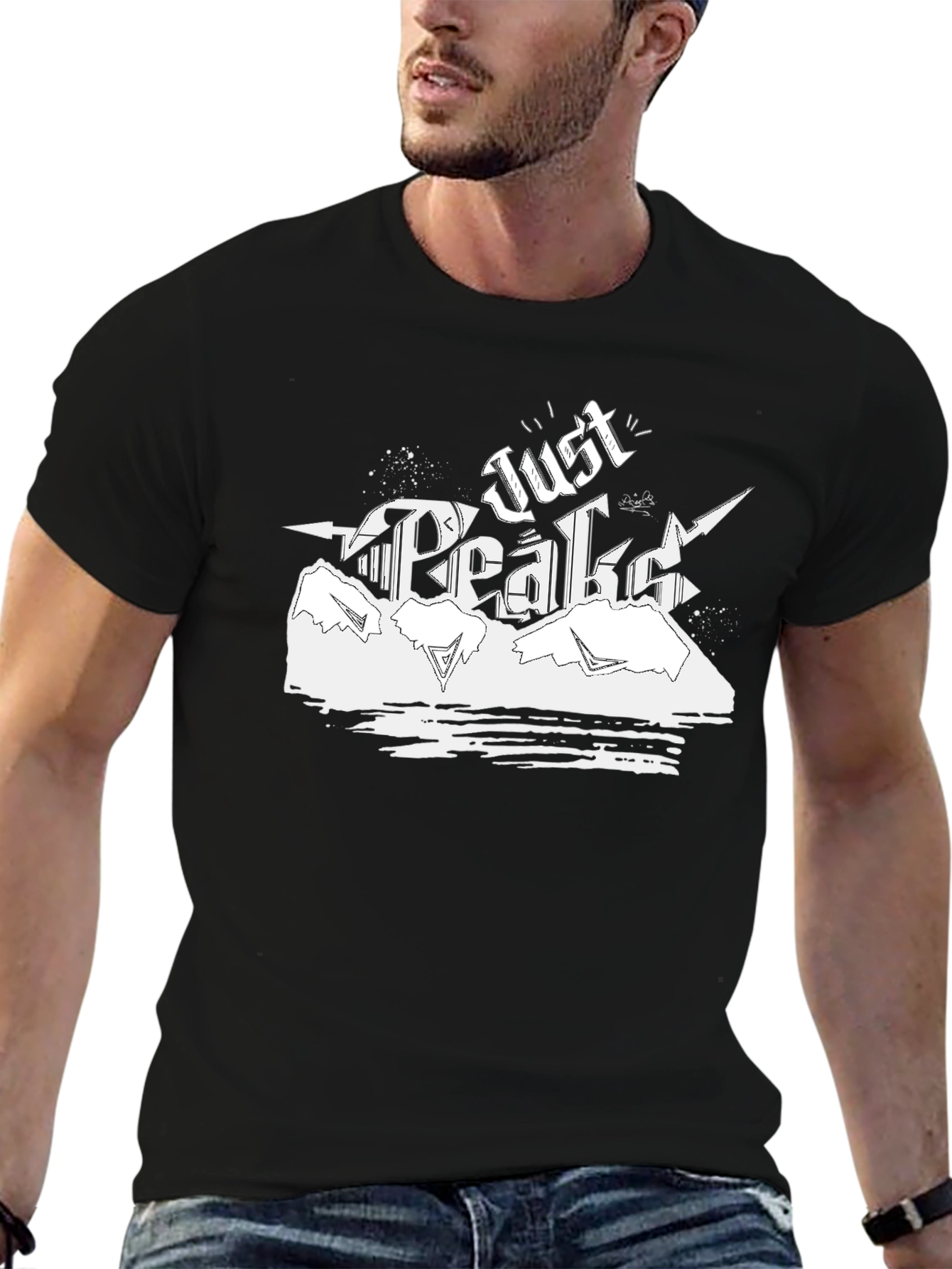 Just Peaks Black Graphic Tee
