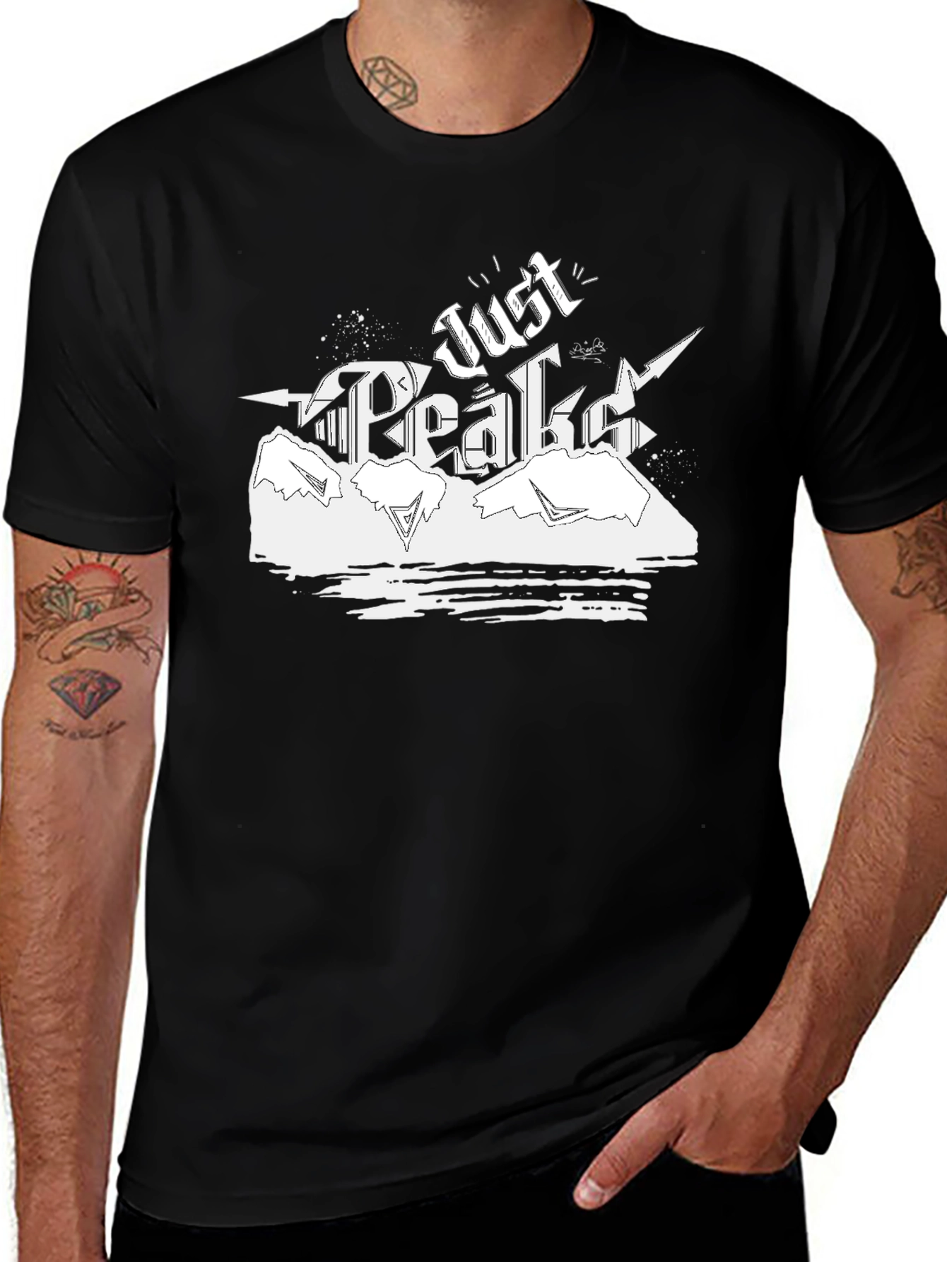 Just Peaks Black Graphic Tee