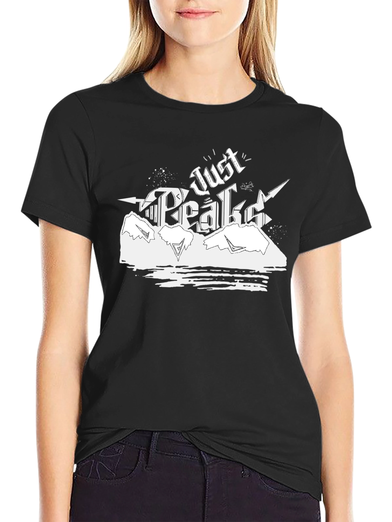 Just Peaks Black Graphic Tee