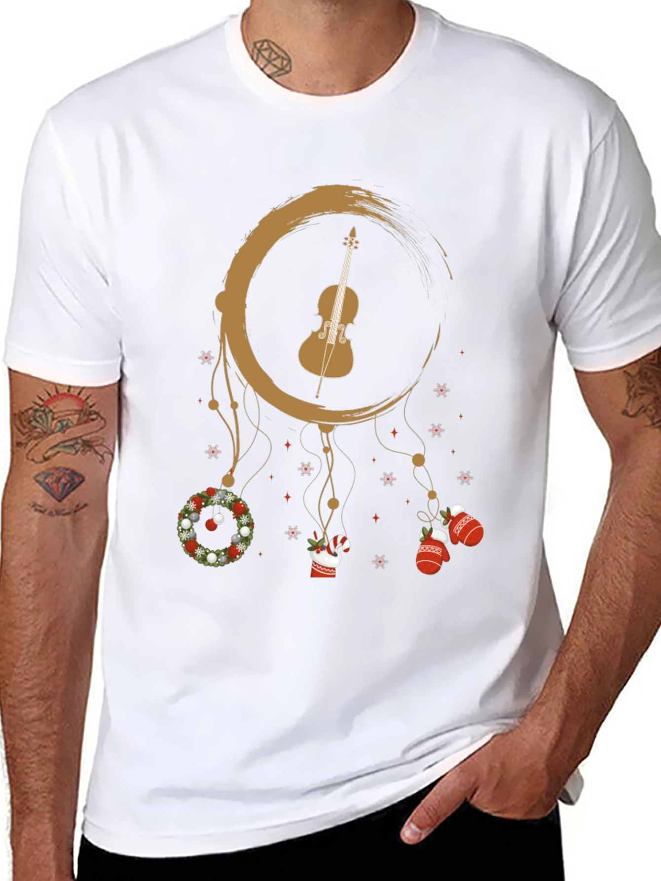 Musical Christmas T-Shirt: Violin Dreamcatcher Design