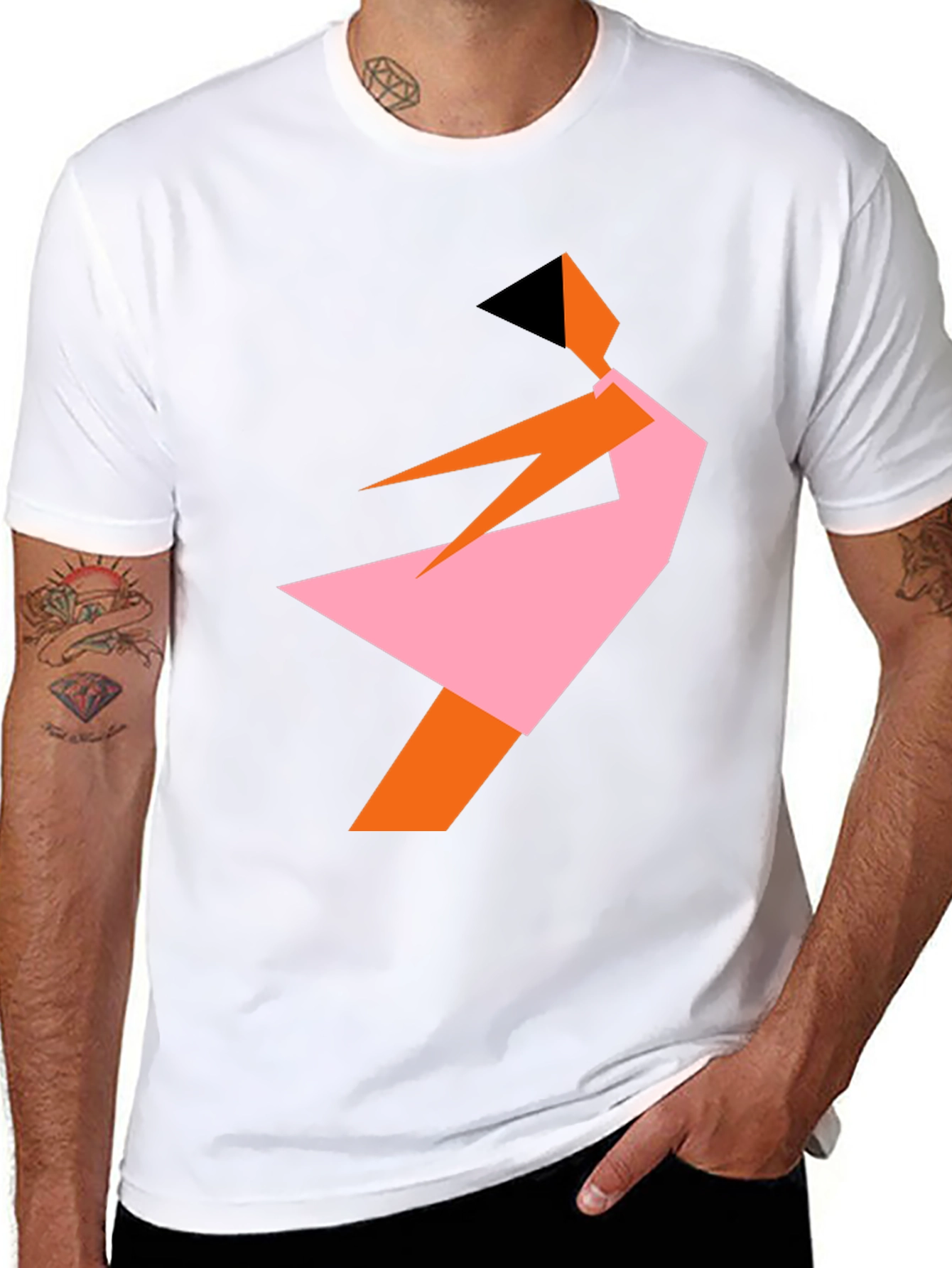 Geometric Abstract Dancer Black T-Shirt