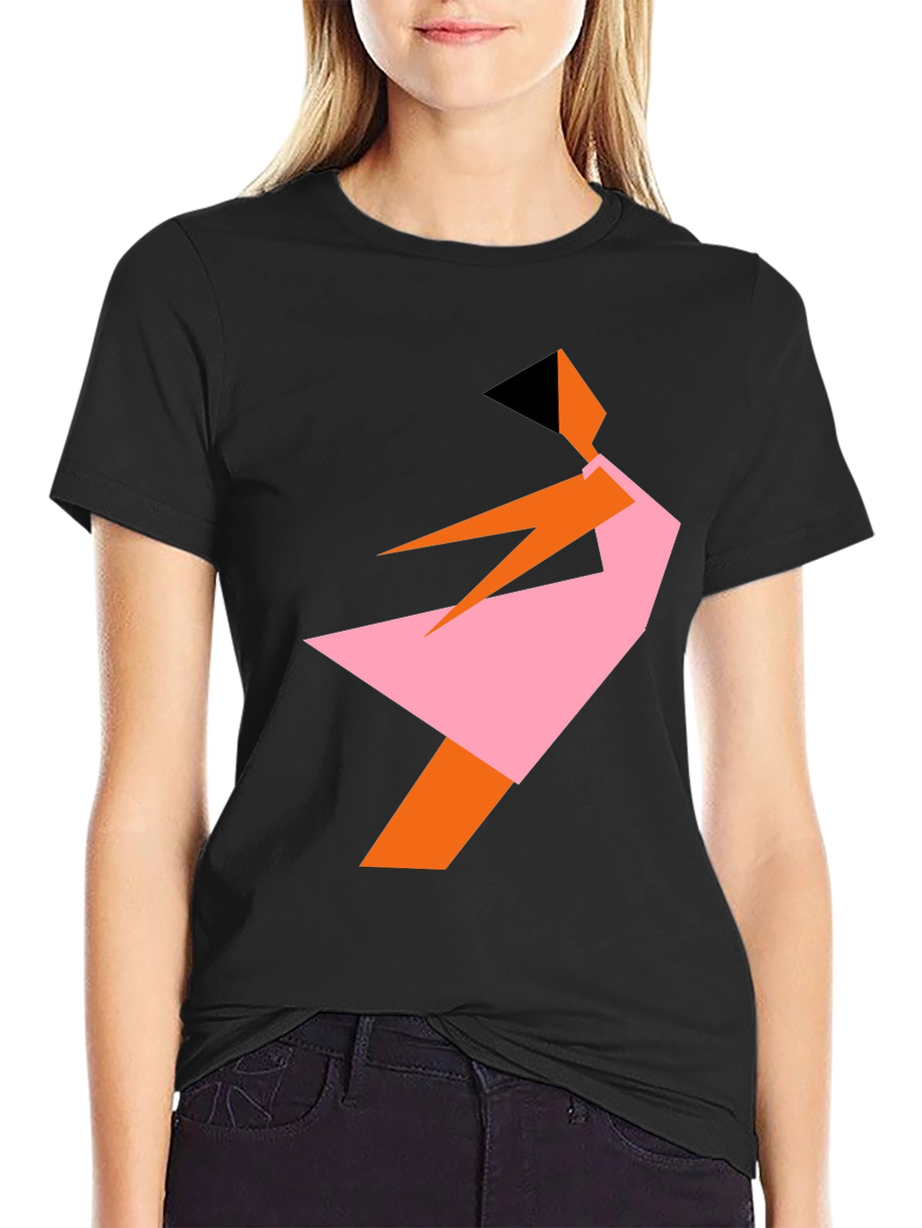Geometric Abstract Dancer Black T-Shirt