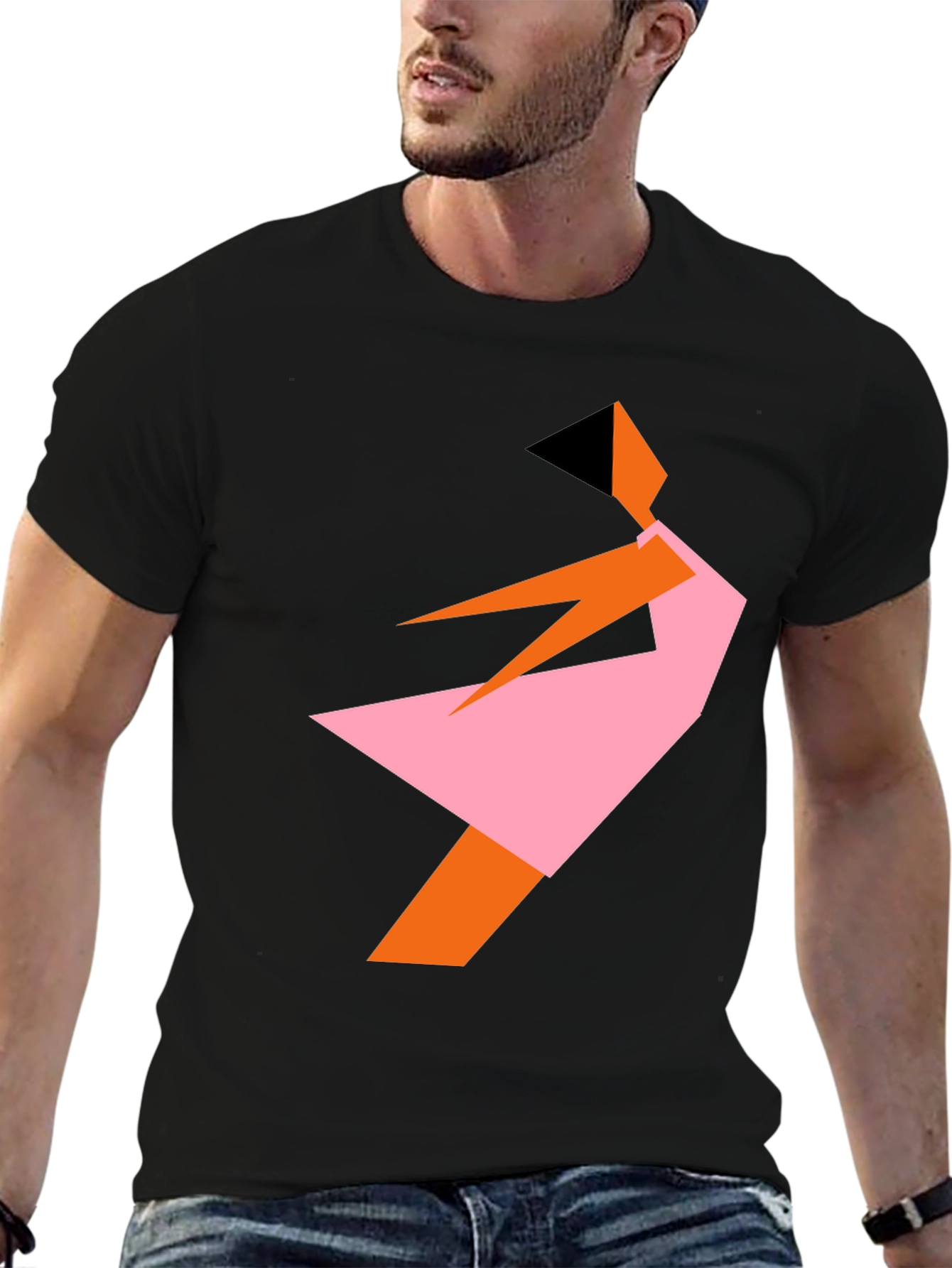 Geometric Abstract Dancer Black T-Shirt