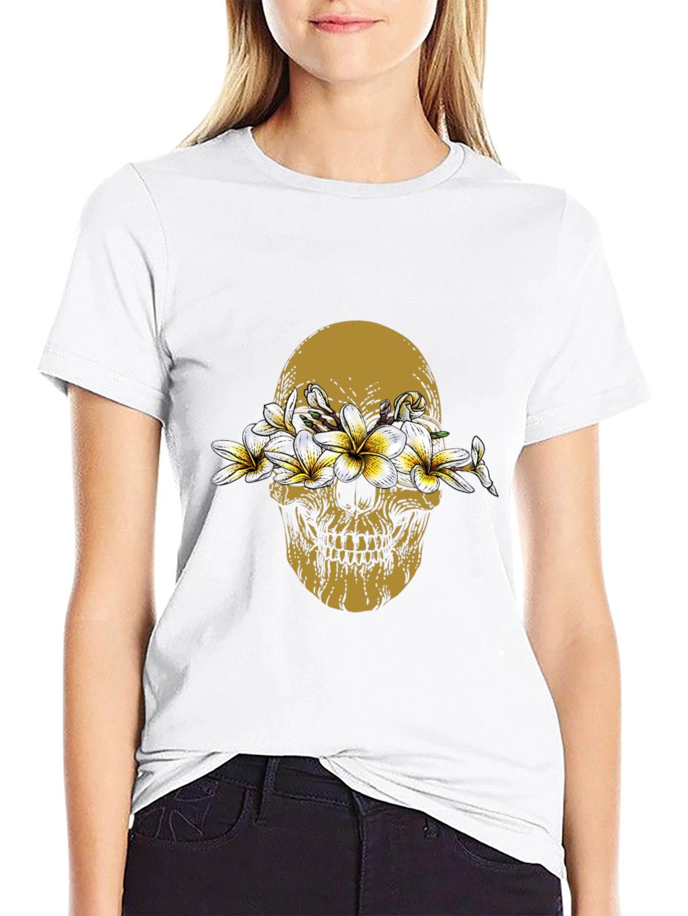 Floral Skull Graphic T-Shirt