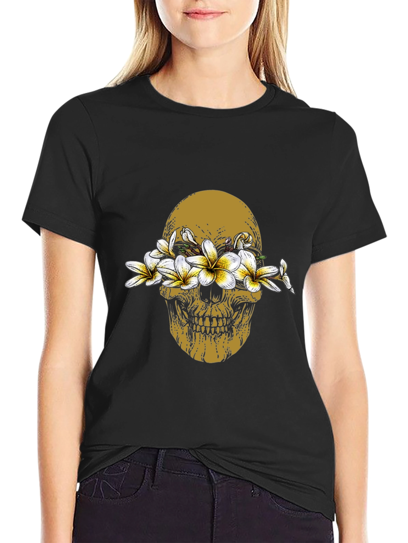 Floral Skull Graphic T-Shirt