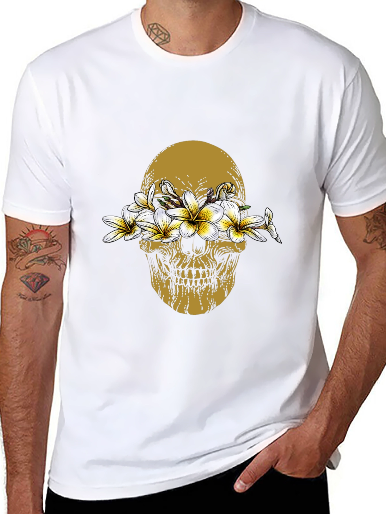 Floral Skull Graphic T-Shirt