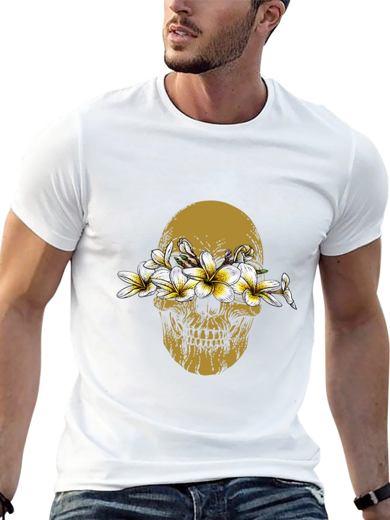 Floral Skull Graphic T-Shirt