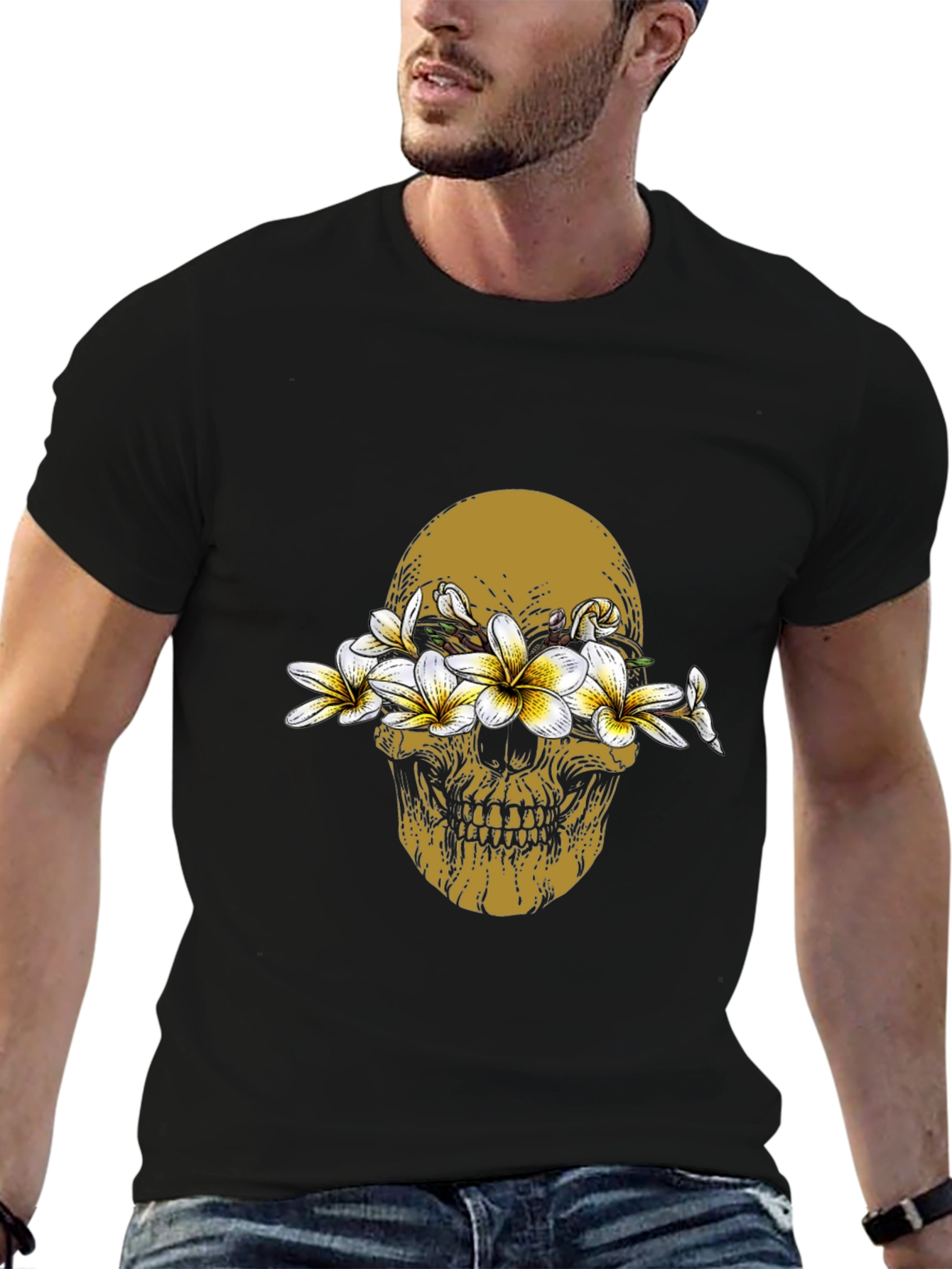 Floral Skull Graphic T-Shirt