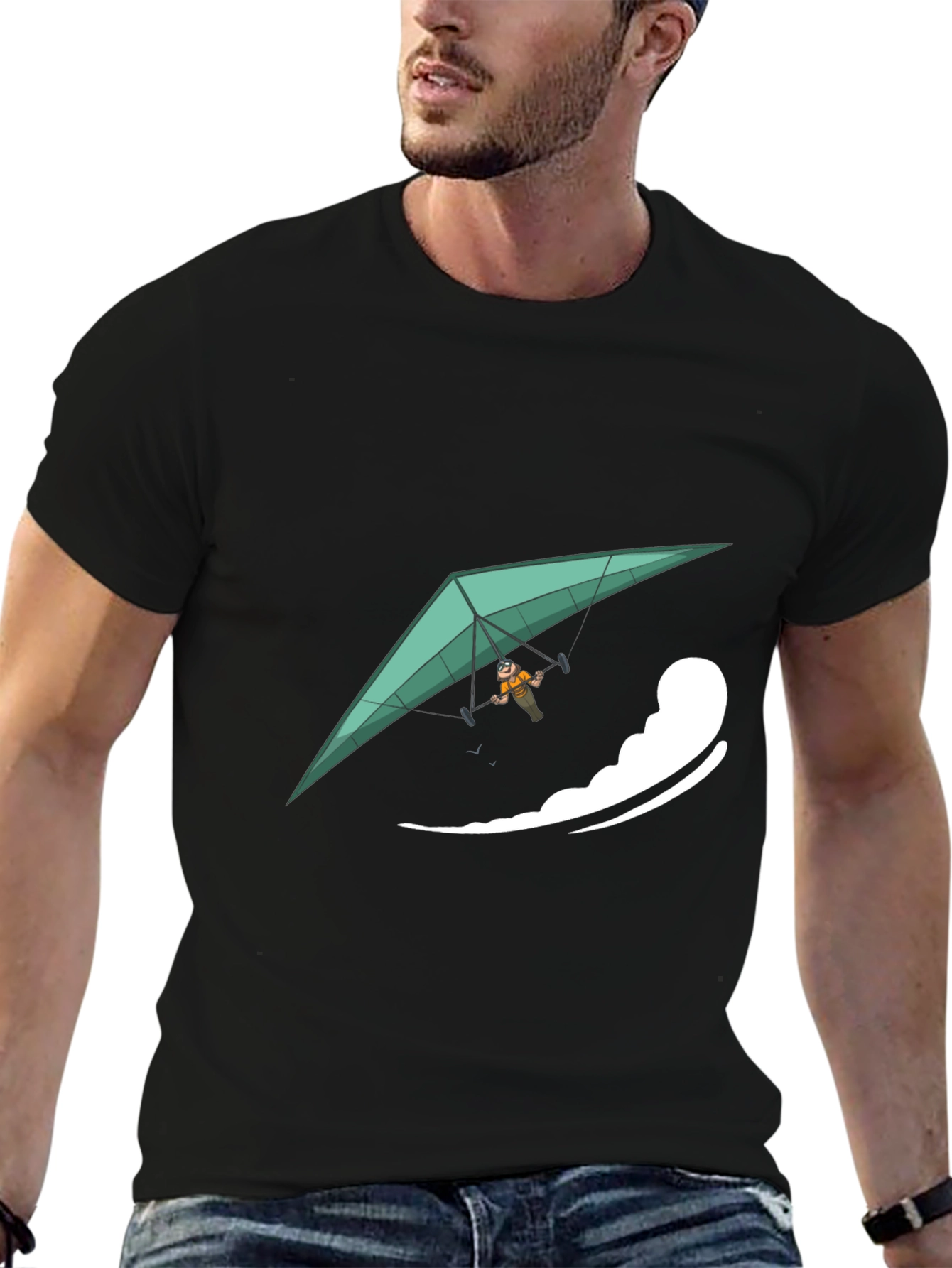 Hang Glider Graphic Tee - Black Casual Comfort