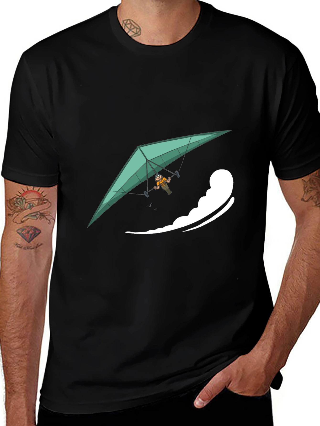 Hang Glider Graphic Tee - Black Casual Comfort