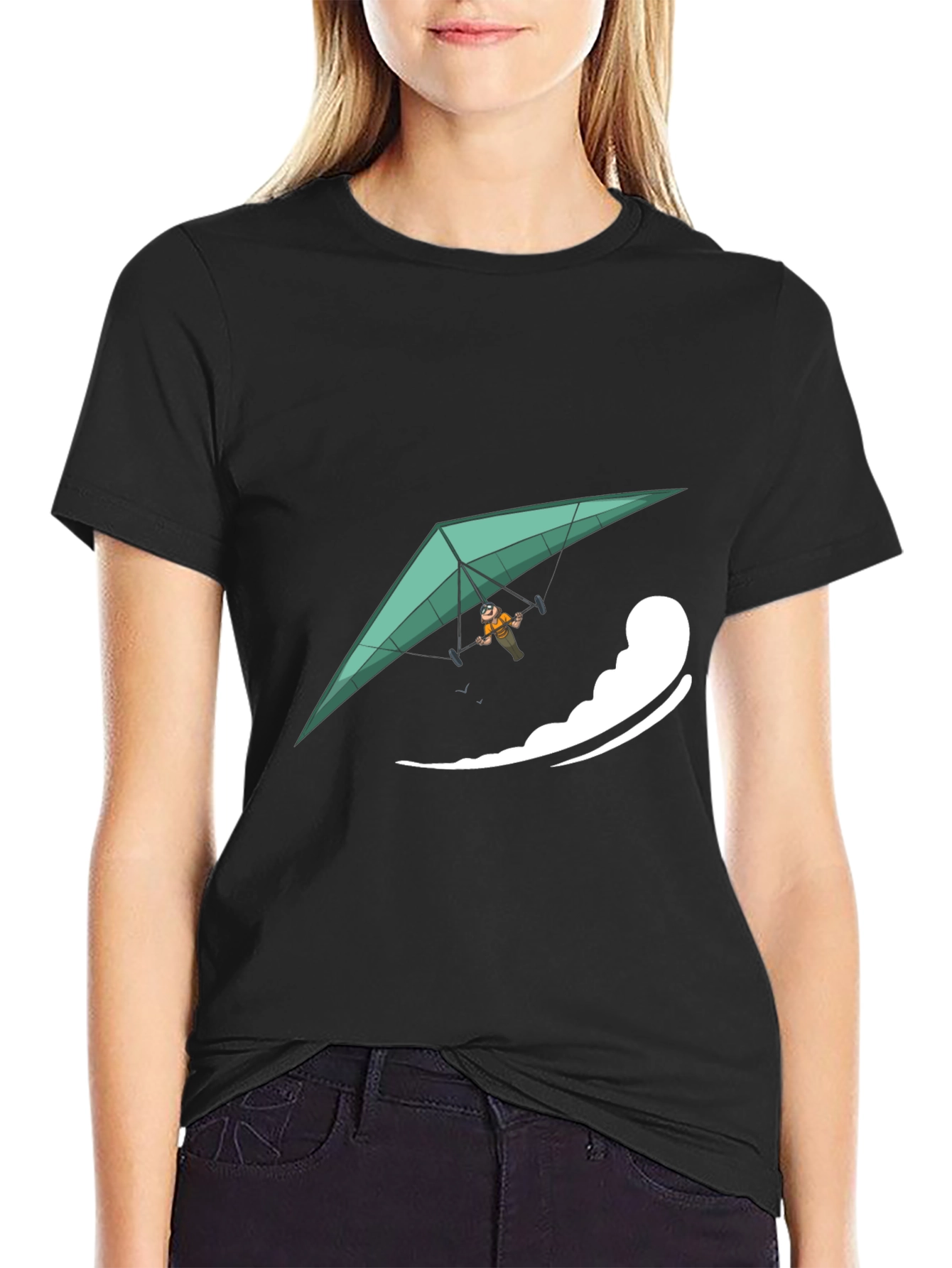 Hang Glider Graphic Tee - Black Casual Comfort