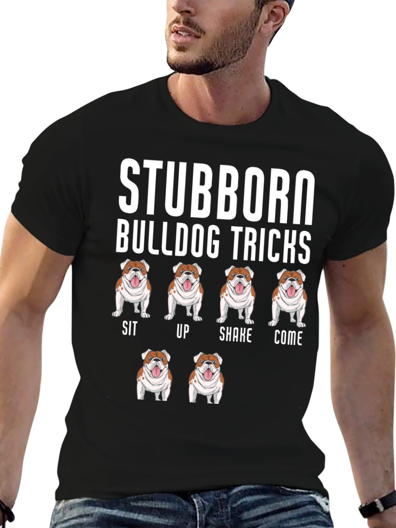 Stubborn Bulldog Tricks Graphic T-Shirt