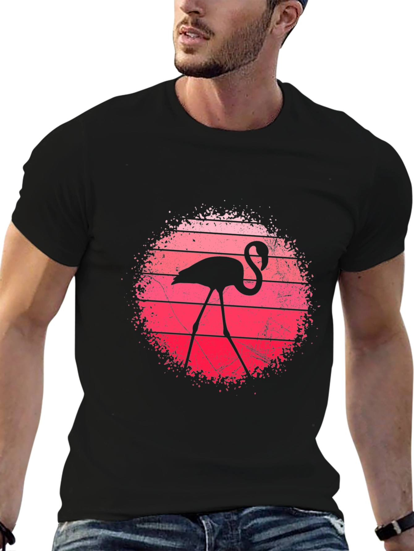 Flamingo Sunset Graphic Tee - Retro Style