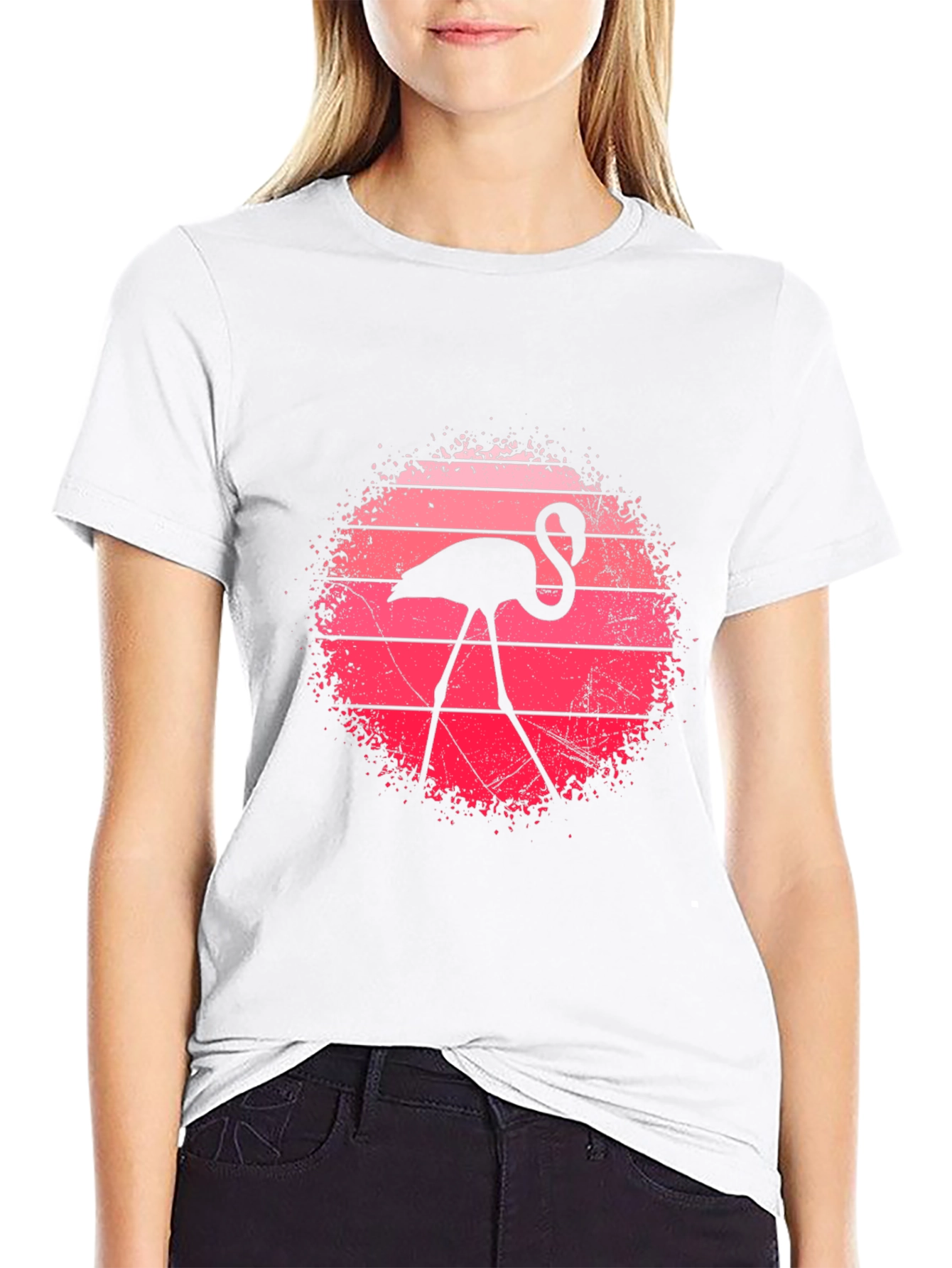 Flamingo Sunset Graphic Tee - Retro Style