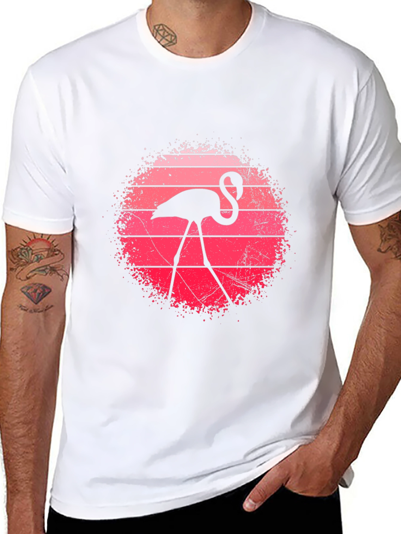 Flamingo Sunset Graphic Tee - Retro Style