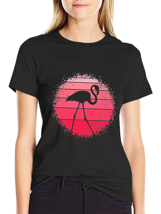 Flamingo Sunset Graphic Tee - Retro Style