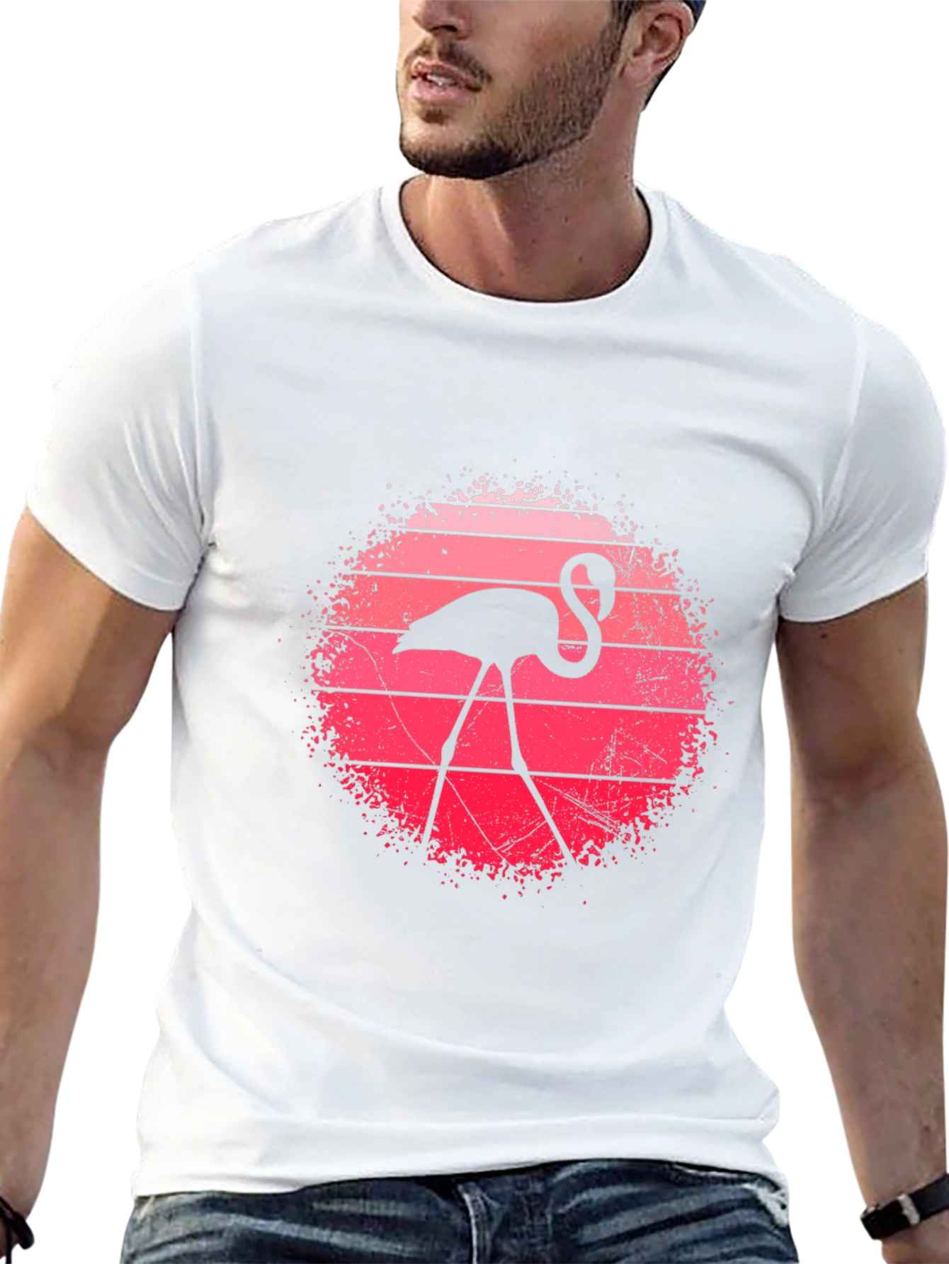 Flamingo Sunset Graphic Tee - Retro Style