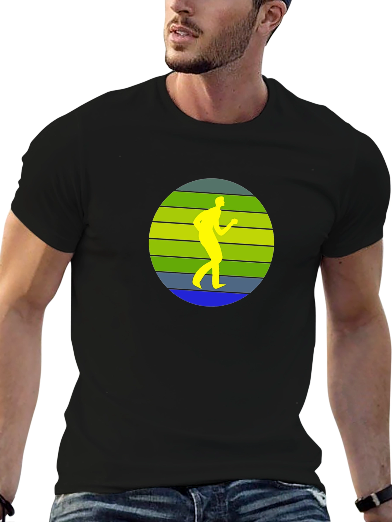 Retro Runner Graphic Black T-Shirt
