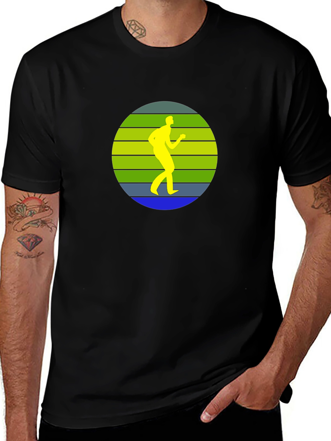 Retro Runner Graphic Black T-Shirt