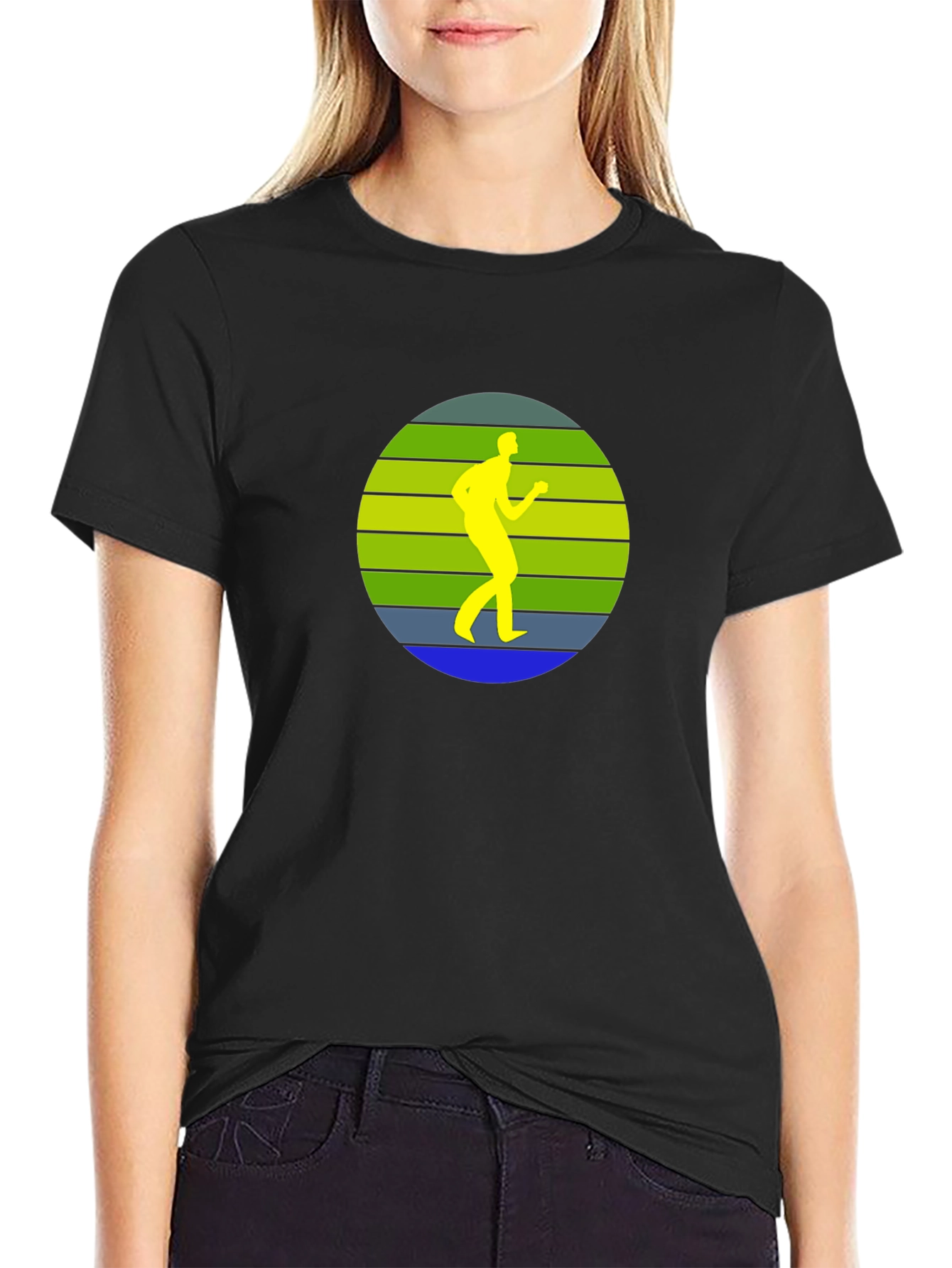 Retro Runner Graphic Black T-Shirt