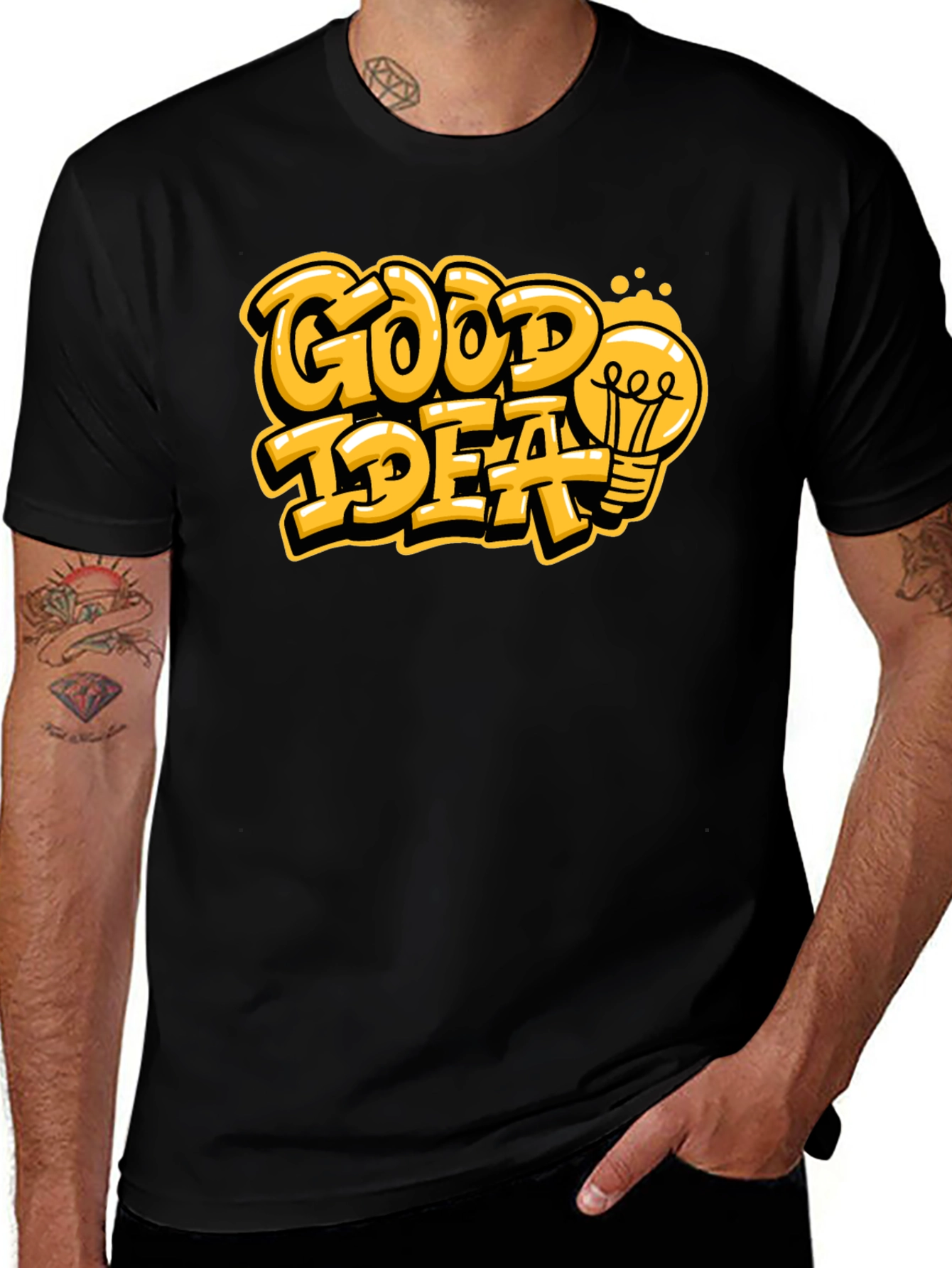 Good Idea Graphic Print Black T-Shirt