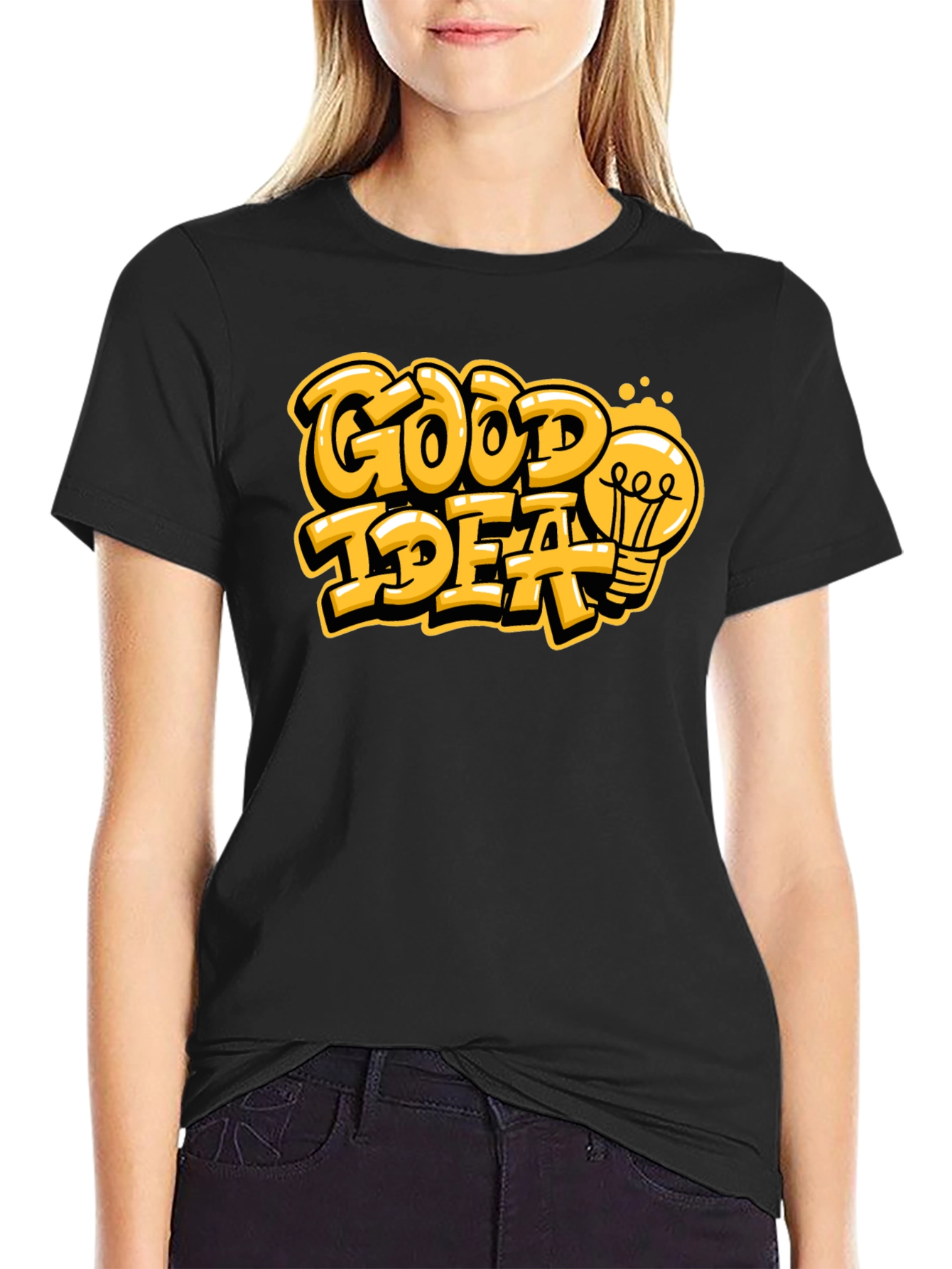 Good Idea Graphic Print Black T-Shirt