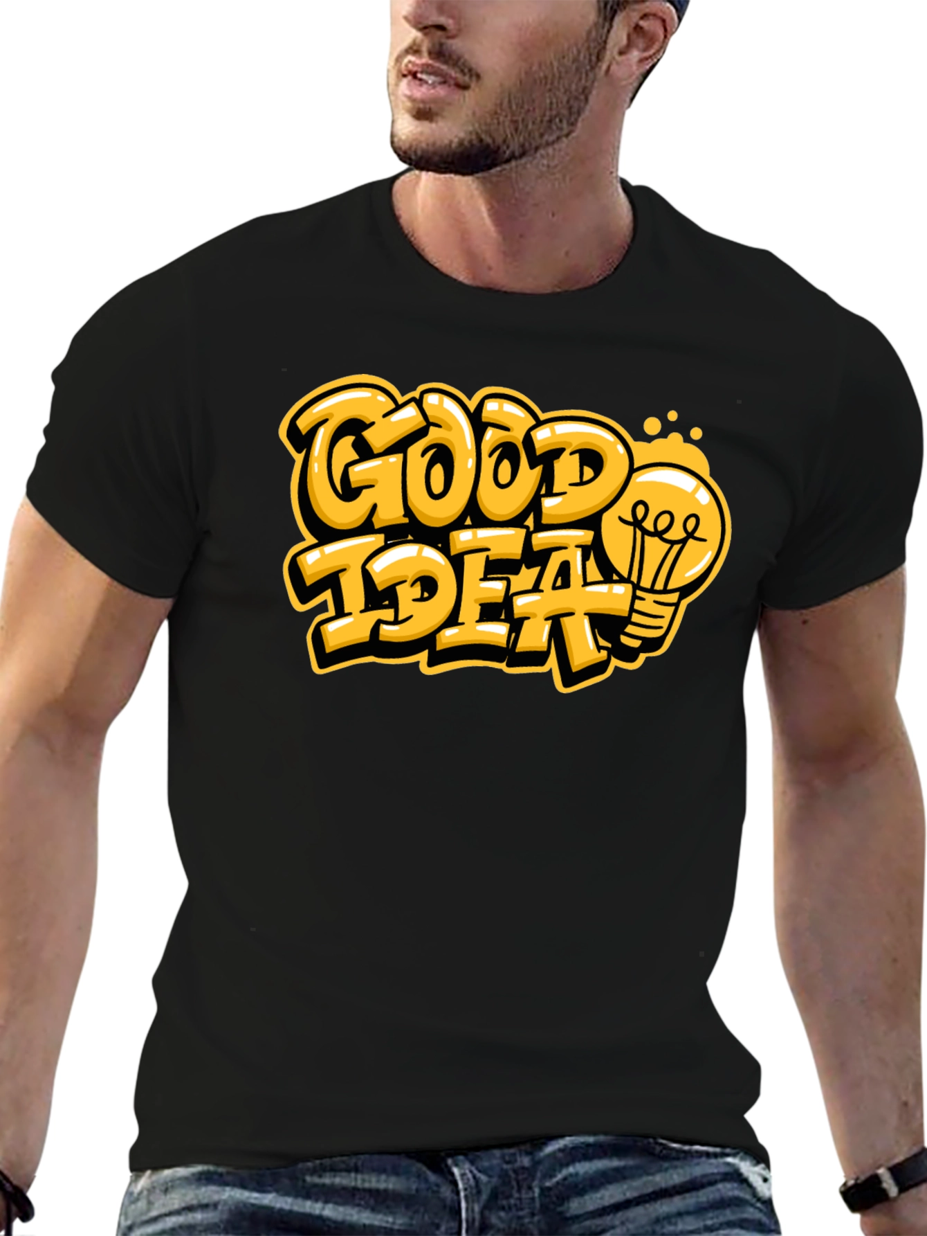 Good Idea Graphic Print Black T-Shirt