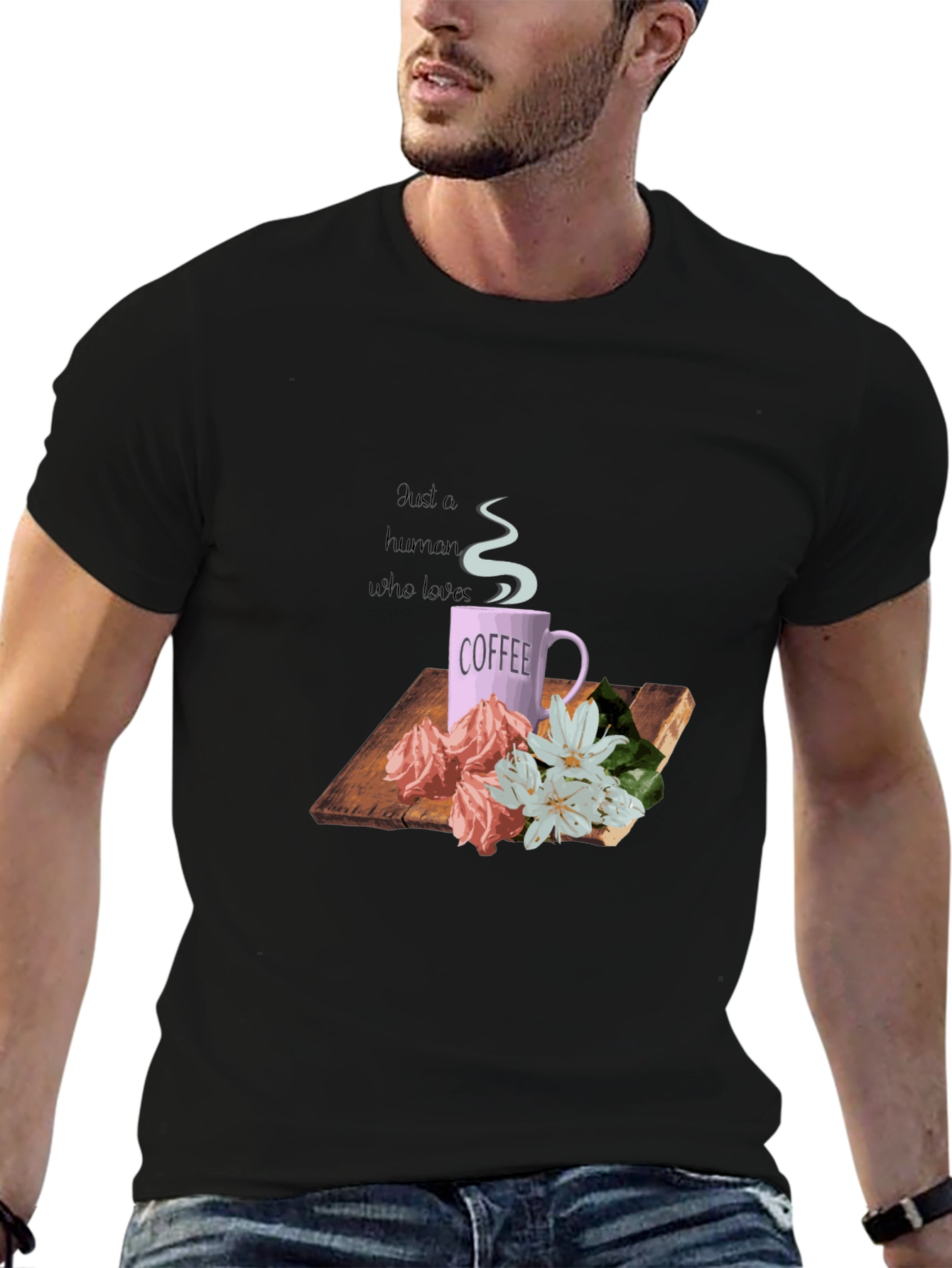 Coffee Lover T-Shirt - Floral Design