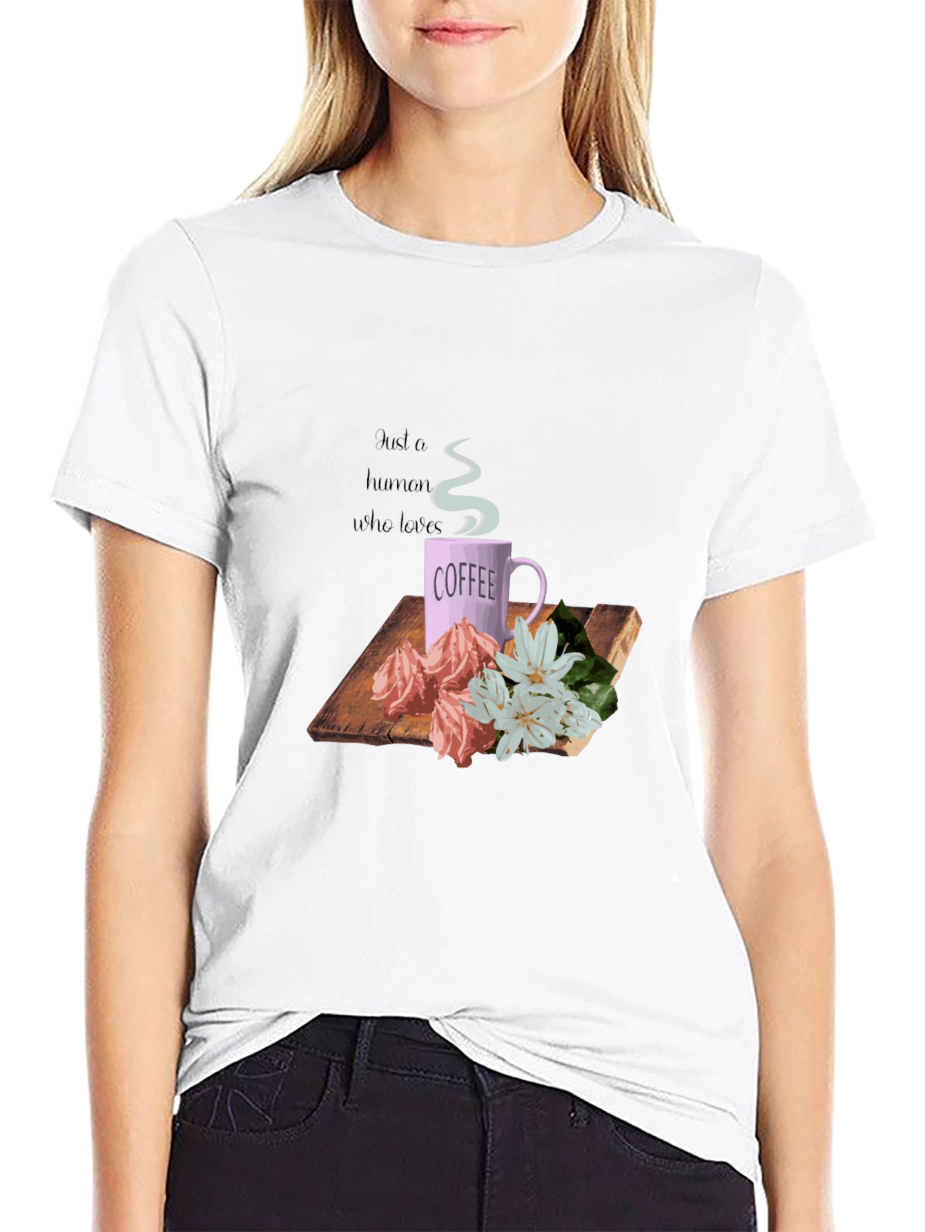 Coffee Lover T-Shirt - Floral Design