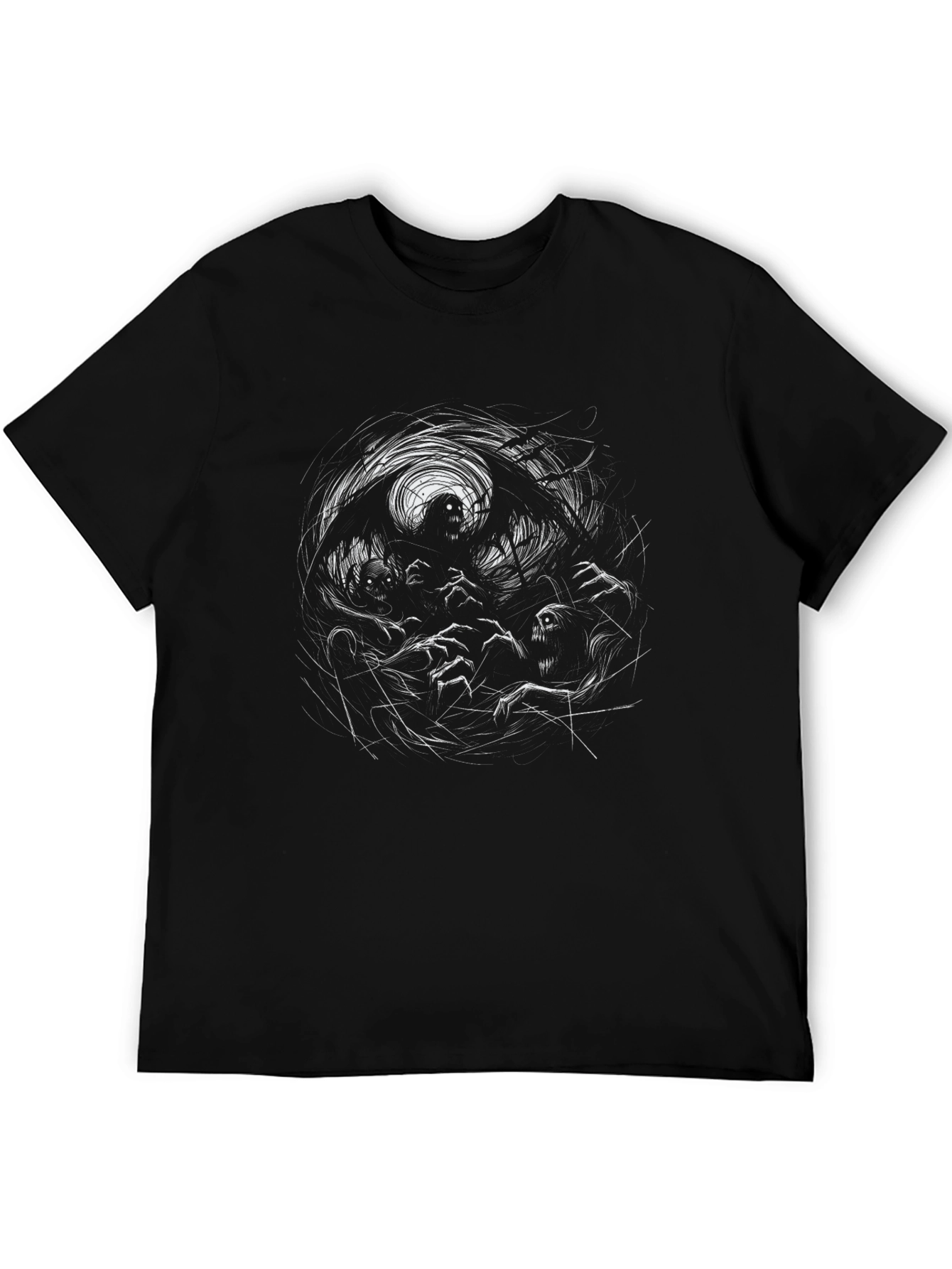 Creepy Creature Graphic Print Tee - Mens Black T-Shirt