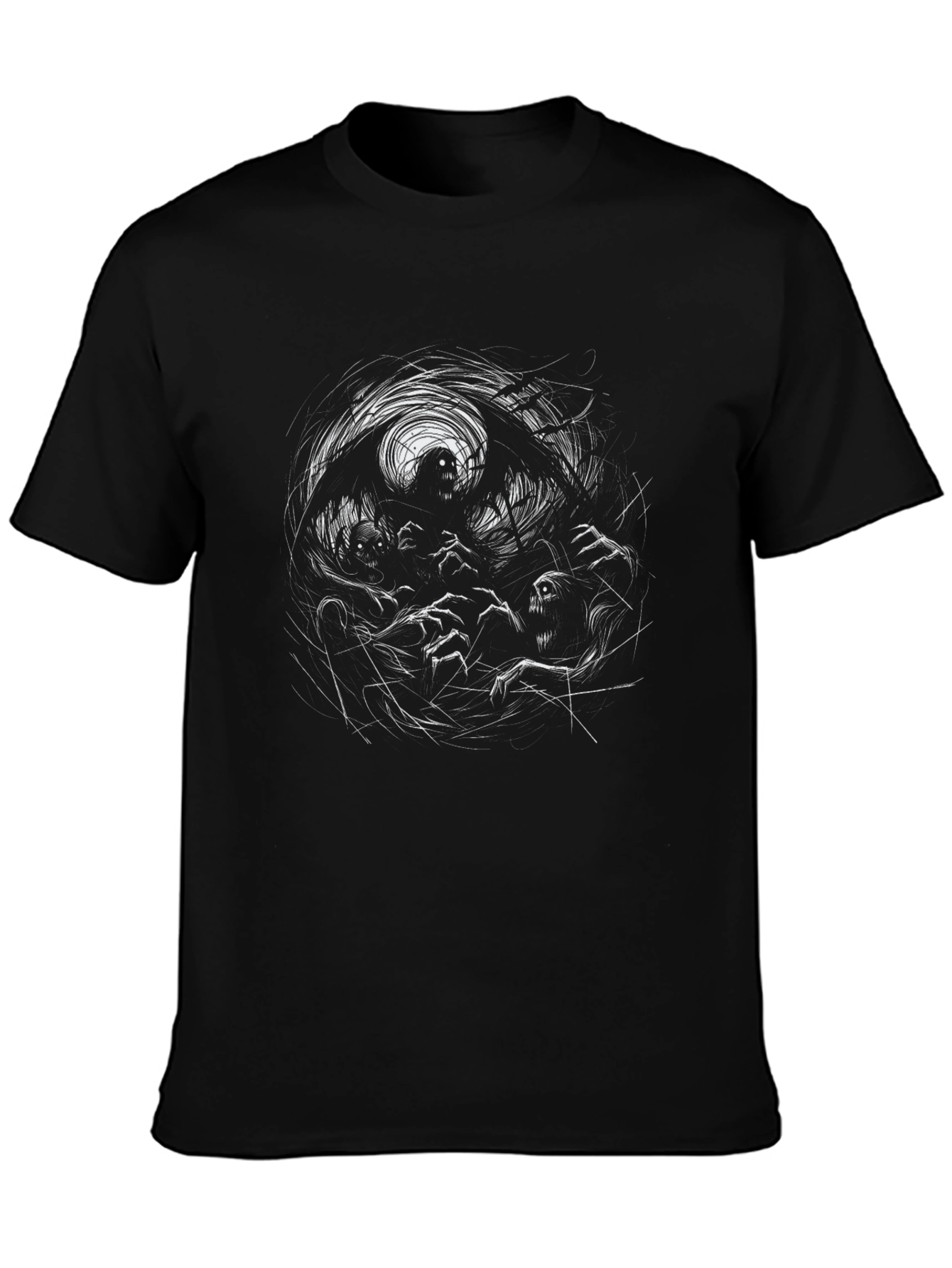 Creepy Creature Graphic Print Tee - Mens Black T-Shirt