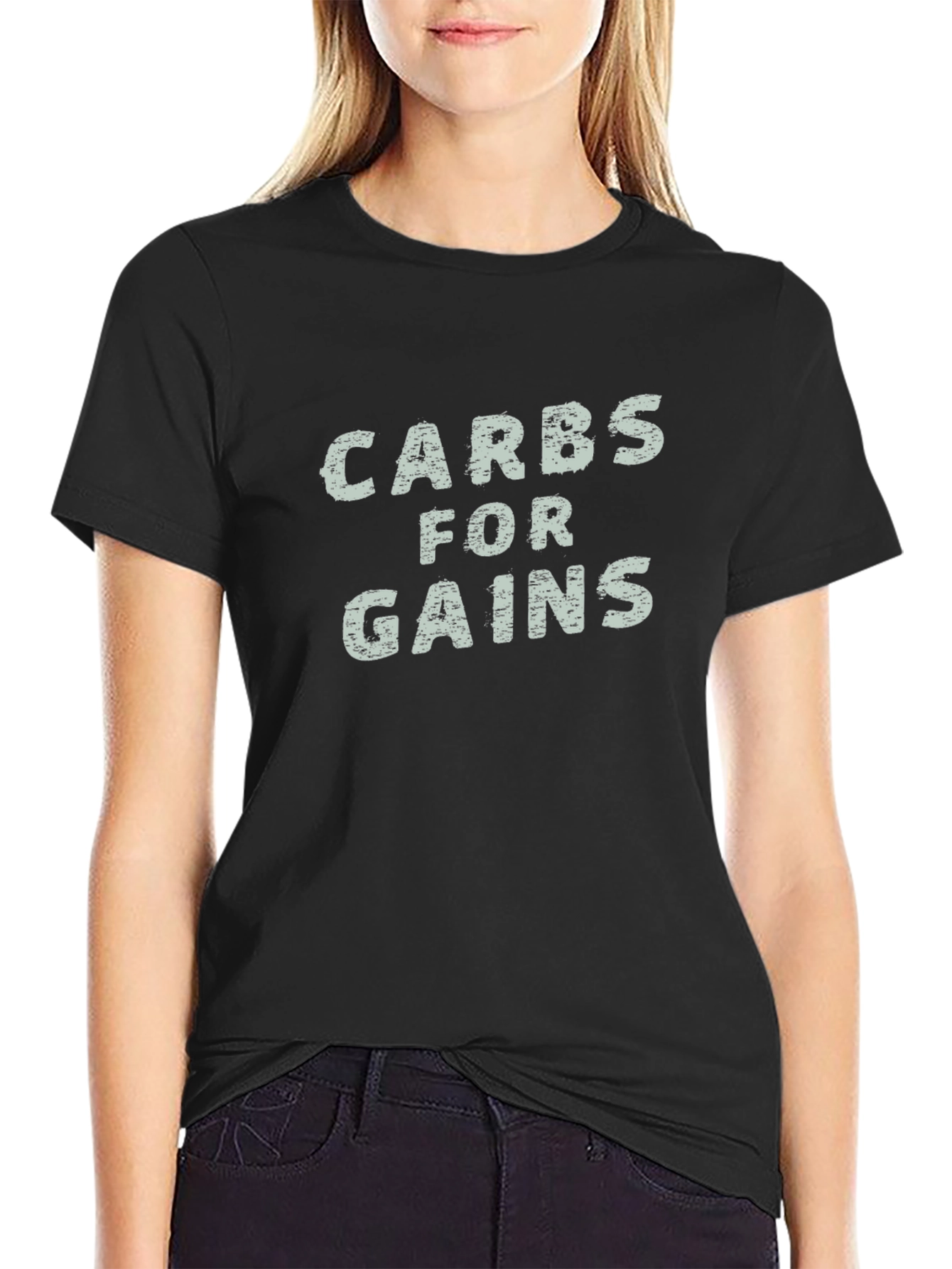 Carbs for Gains Black Graphic T-Shirt