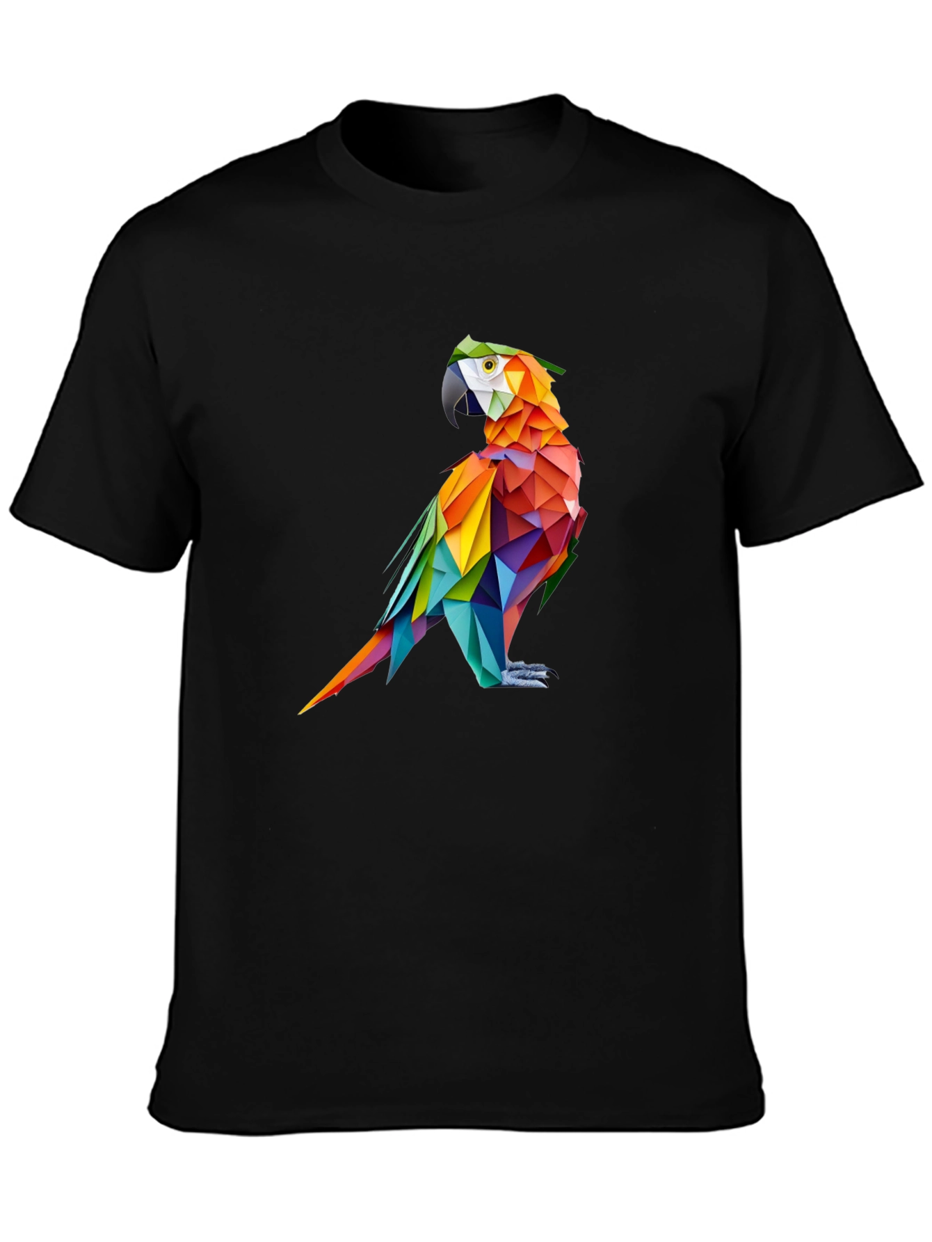 Geometric Parrot Graphic Black T-Shirt