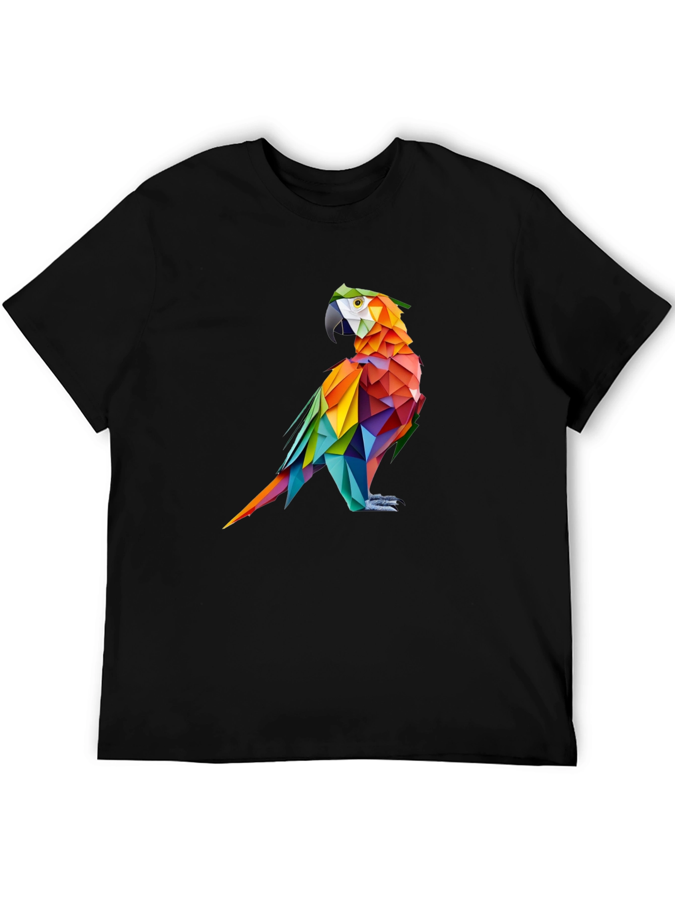 Geometric Parrot Graphic Black T-Shirt