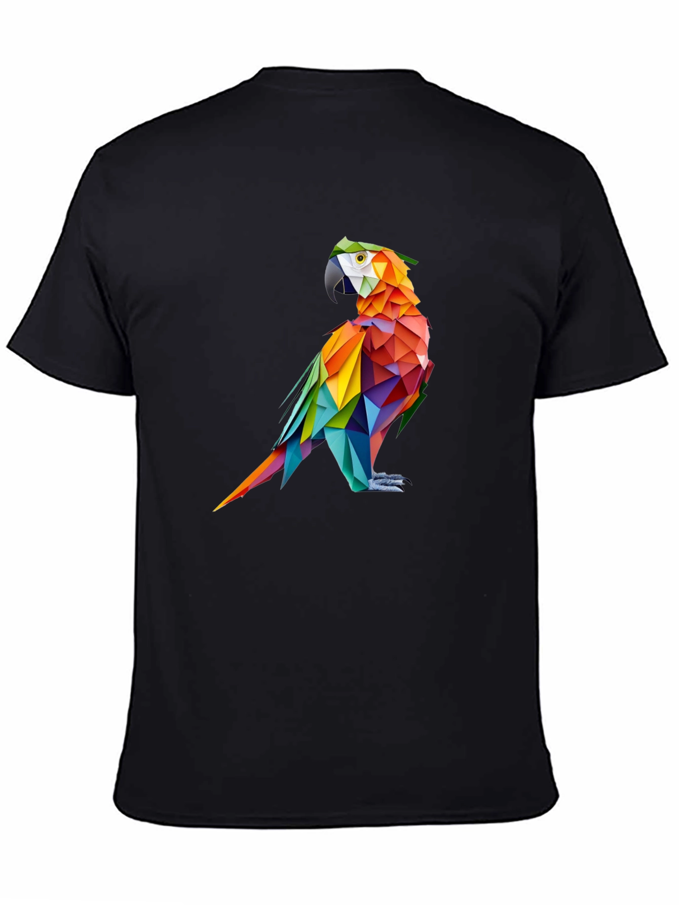 Geometric Parrot Graphic Black T-Shirt