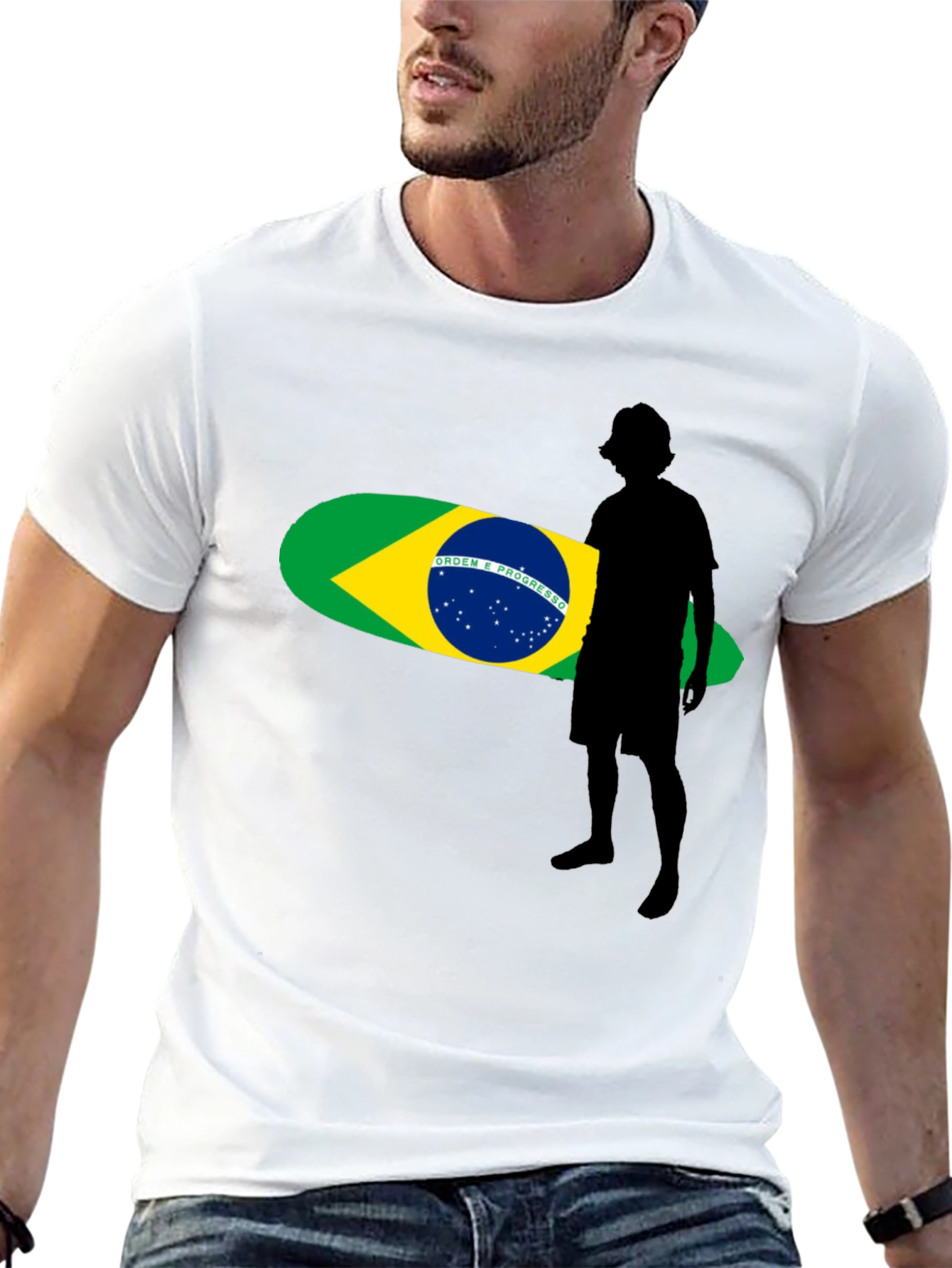 Brazil Surfboard Graphic Tee - Stylish Black T-Shirt