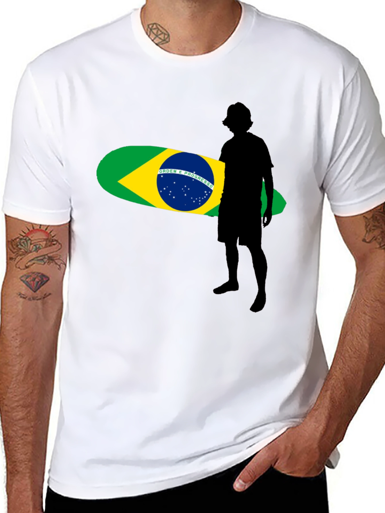 Brazil Surfboard Graphic Tee - Stylish Black T-Shirt