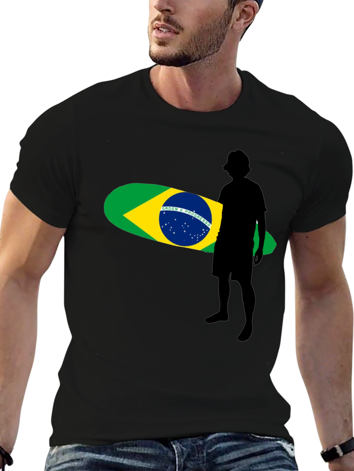 Brazil Surfboard Graphic Tee - Stylish Black T-Shirt