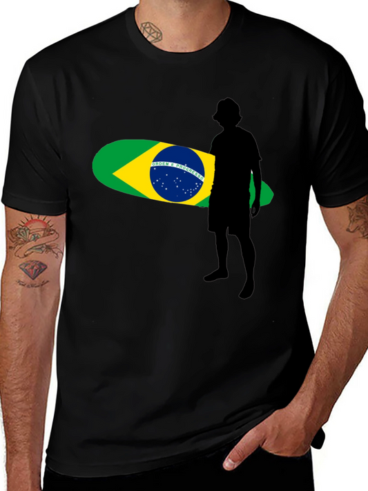 Brazil Surfboard Graphic Tee - Stylish Black T-Shirt
