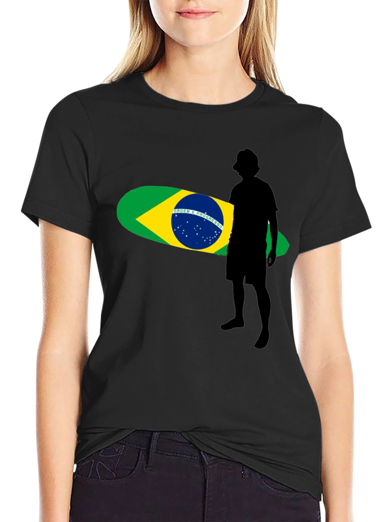 Brazil Surfboard Graphic Tee - Stylish Black T-Shirt
