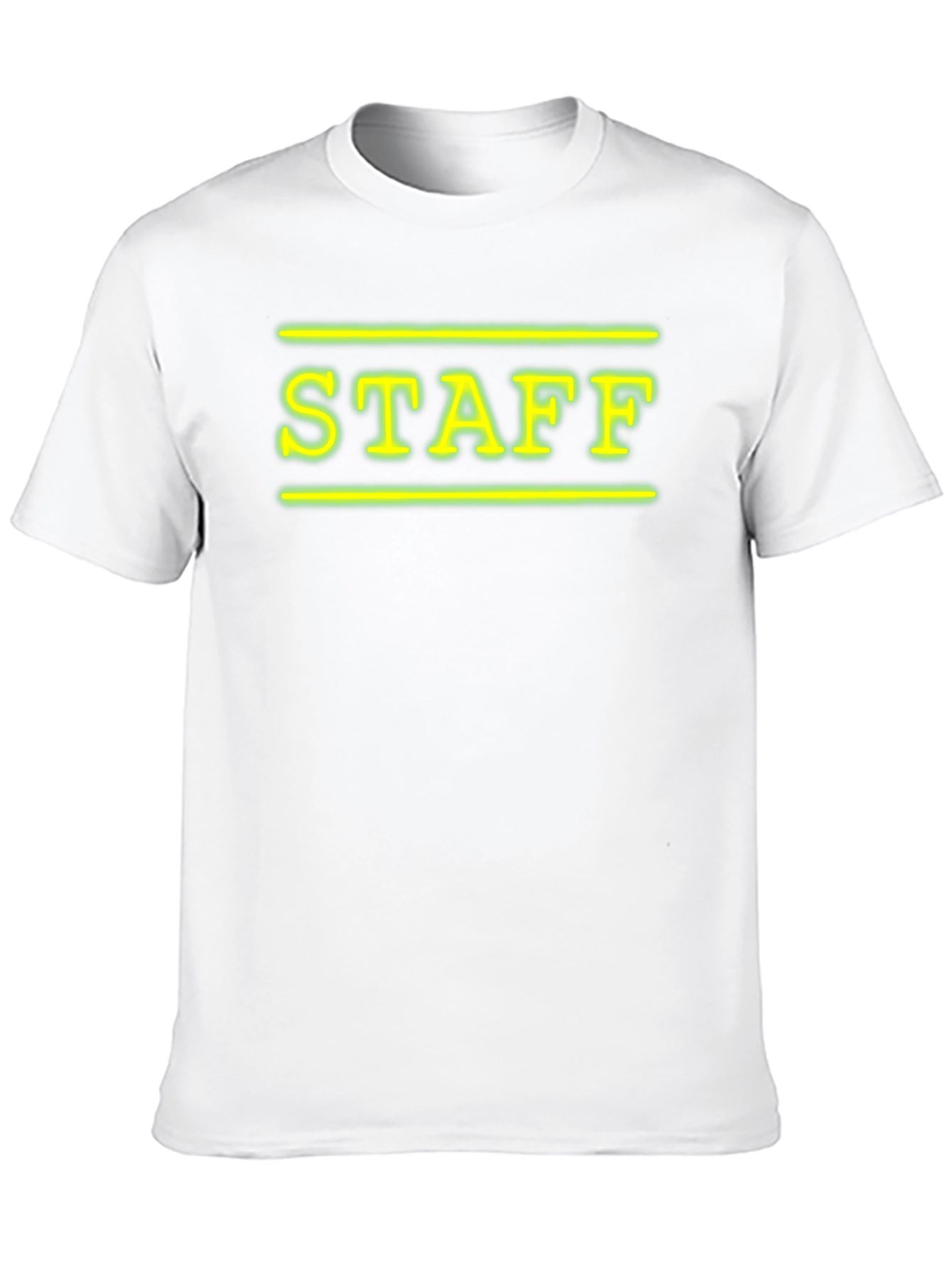 Neon STAFF Graphic T-Shirt - Black Crew Neck