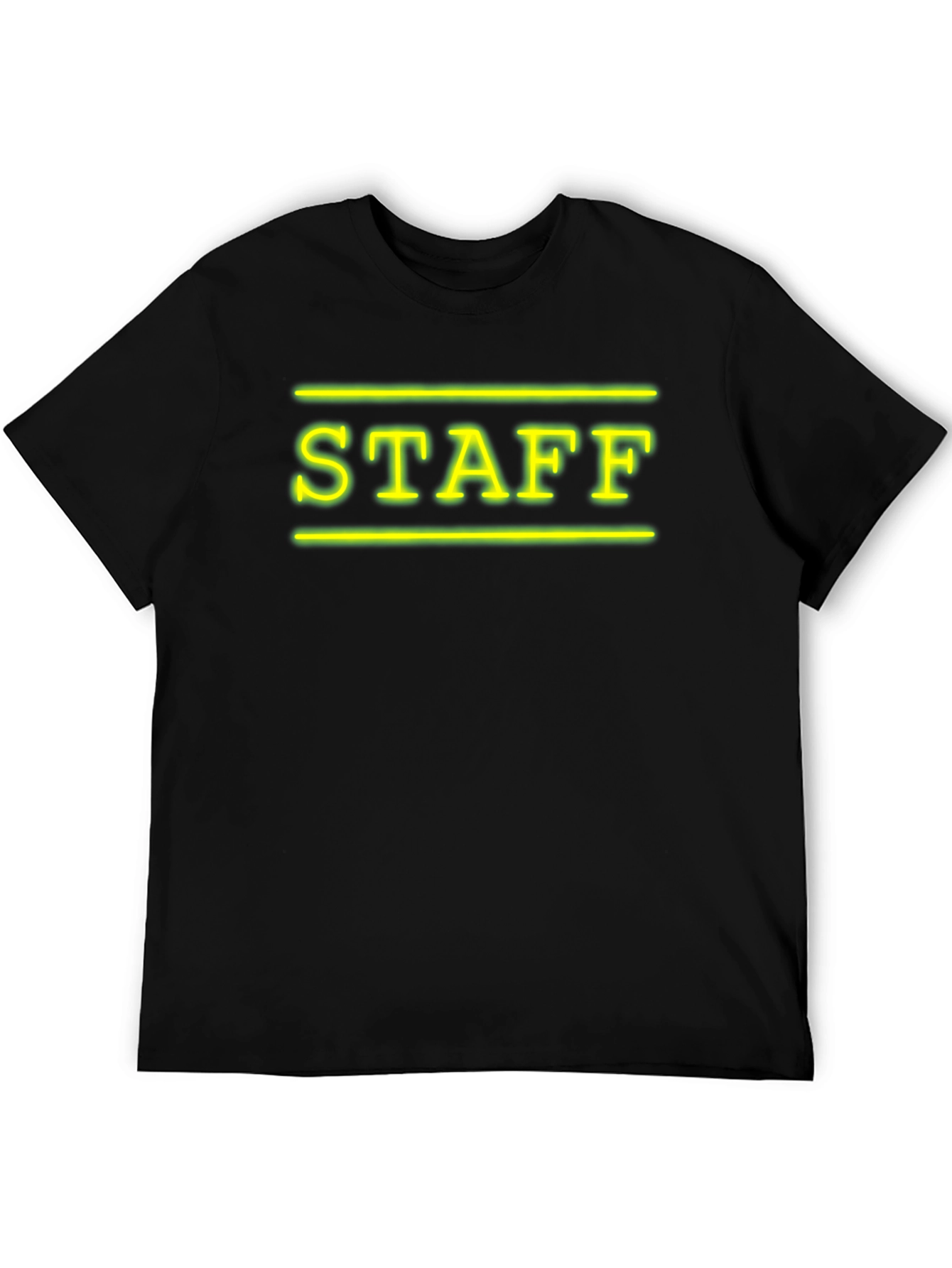 Neon STAFF Graphic T-Shirt - Black Crew Neck