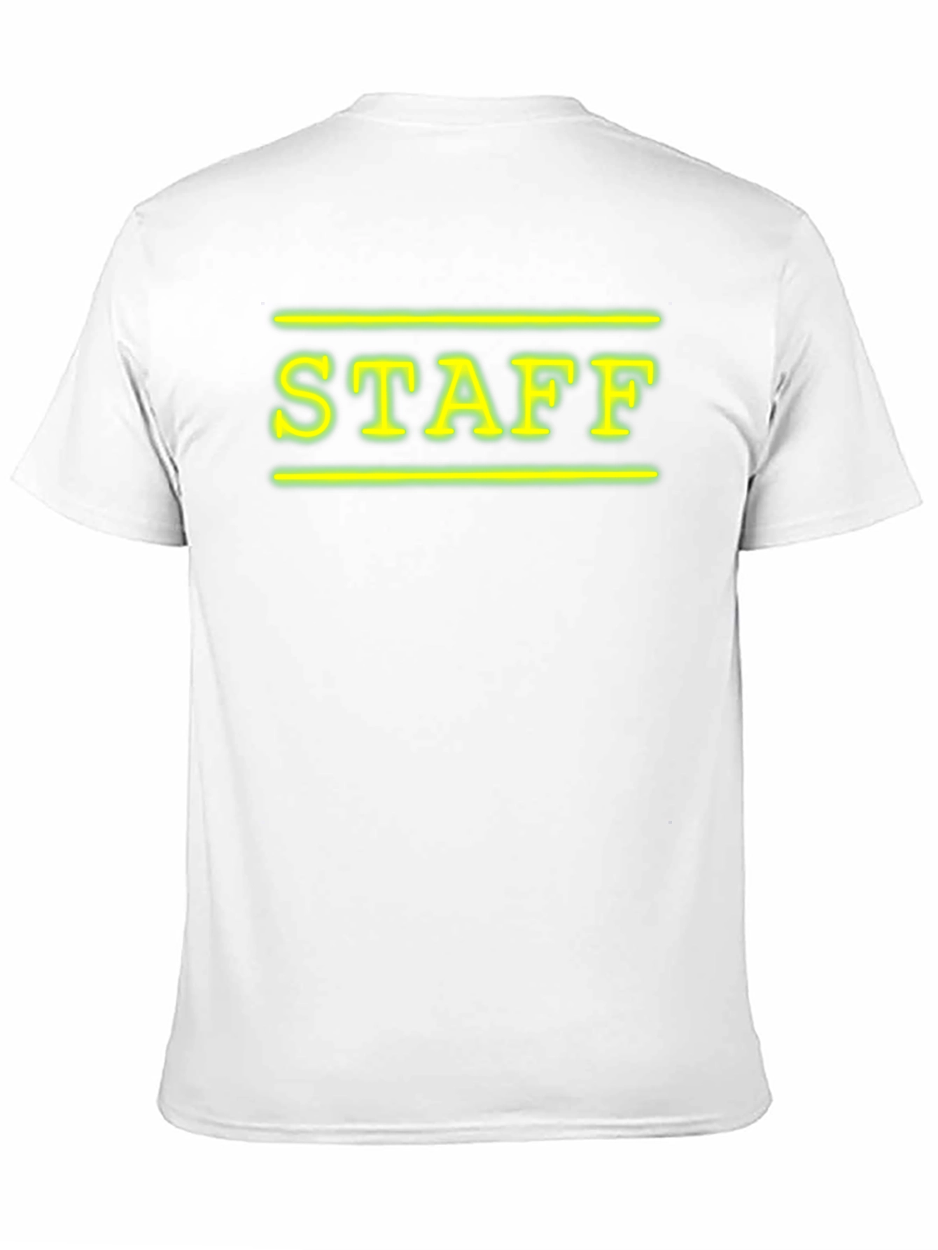 Neon STAFF Graphic T-Shirt - Black Crew Neck