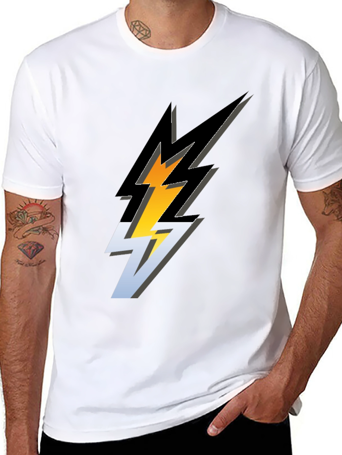 Lightning Bolt Graphic Tee - Stylish Black T-Shirt