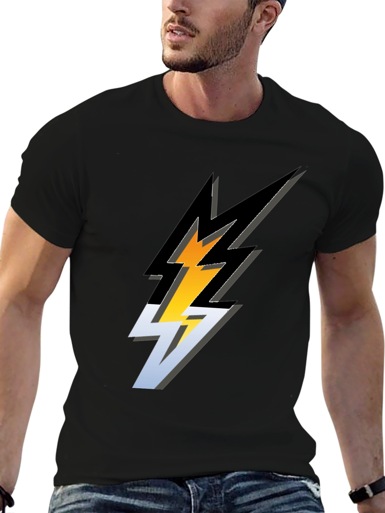 Lightning Bolt Graphic Tee - Stylish Black T-Shirt