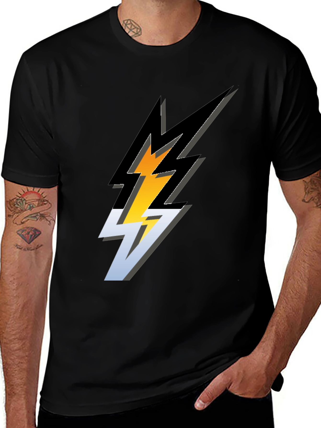 Lightning Bolt Graphic Tee - Stylish Black T-Shirt