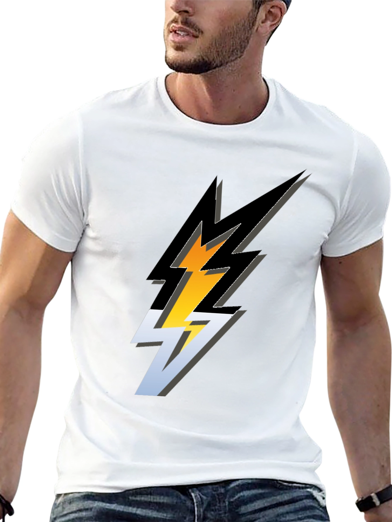 Lightning Bolt Graphic Tee - Stylish Black T-Shirt
