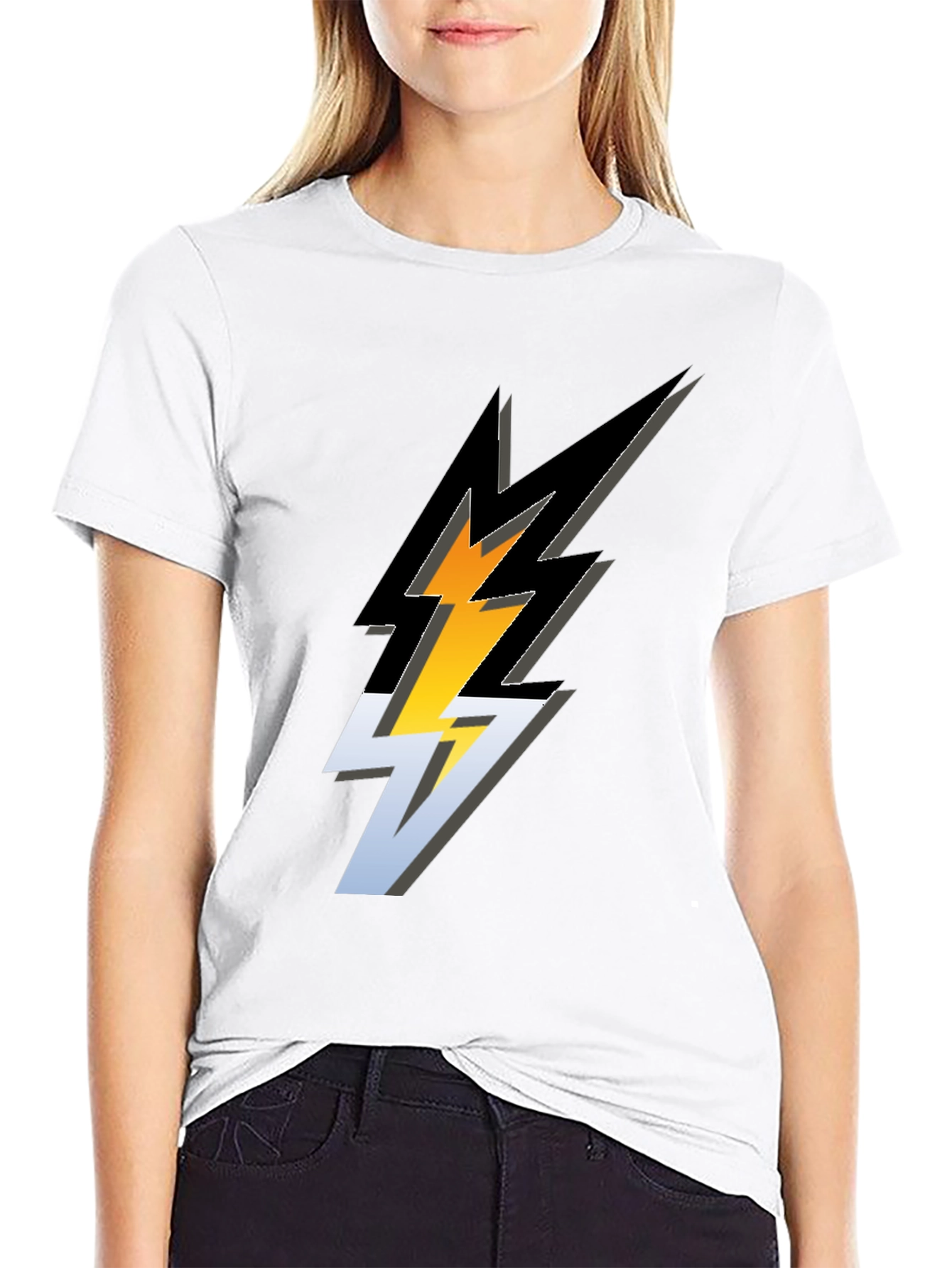 Lightning Bolt Graphic Tee - Stylish Black T-Shirt