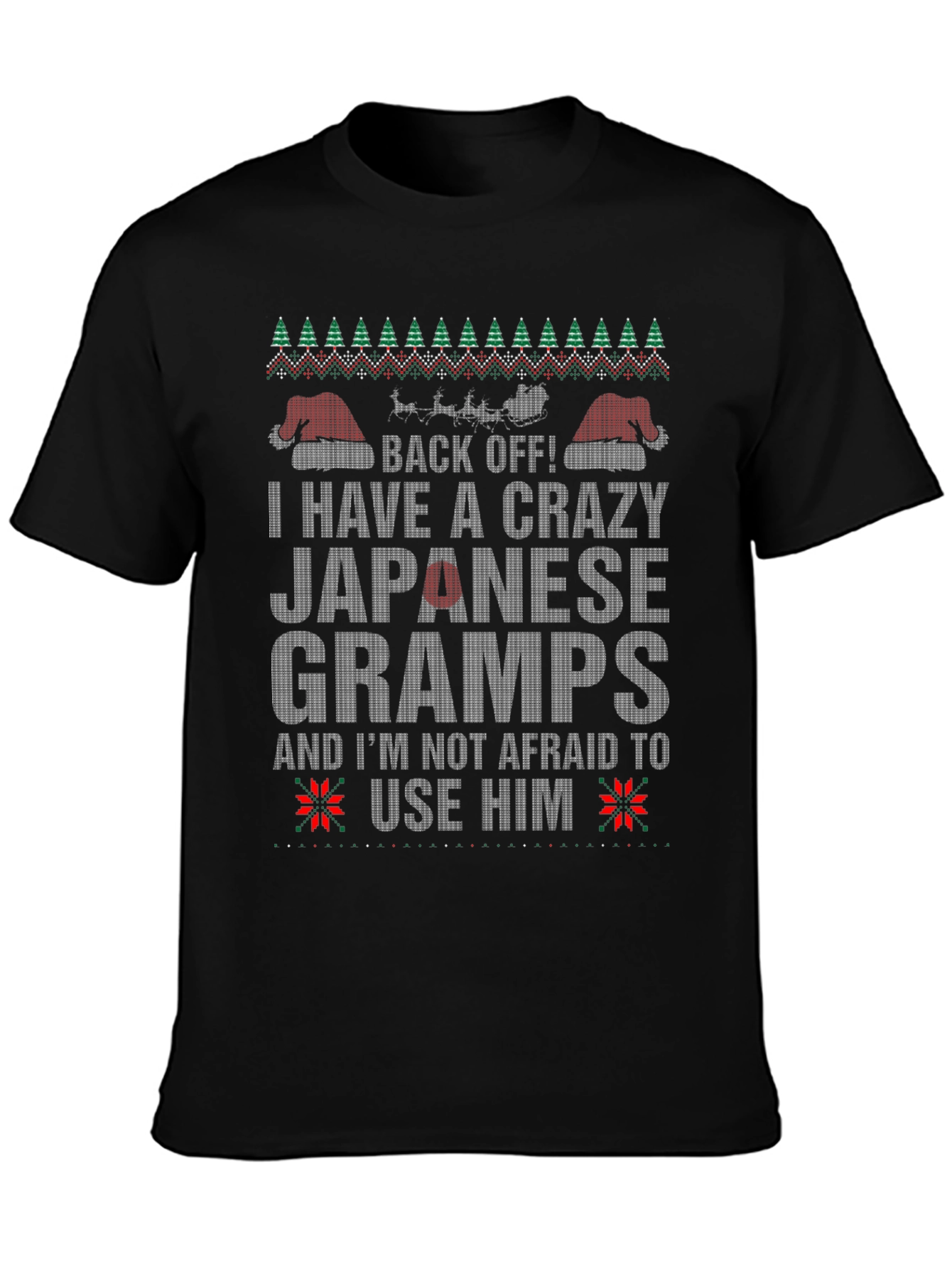 Crazy Japanese Gramps Ugly Christmas Sweater T-Shirt