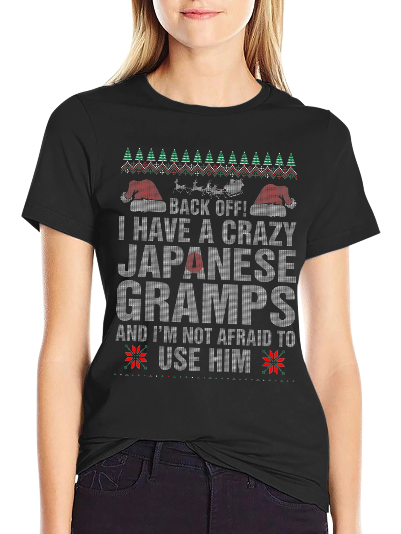Crazy Japanese Gramps Ugly Christmas Sweater T-Shirt